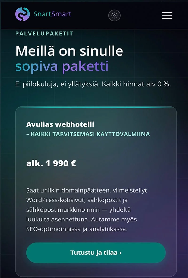 Snartsmartin avuliaat webhotelli-palvelu ja ylläpito sekä Avulias sisällöntuotanto