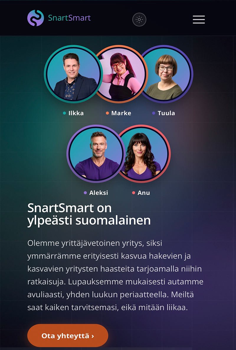 SnartSmart tiimi auttaa avuliaasti Ilkka Salonen-Marke Koo Kaikkonen-Tuula Piilonen