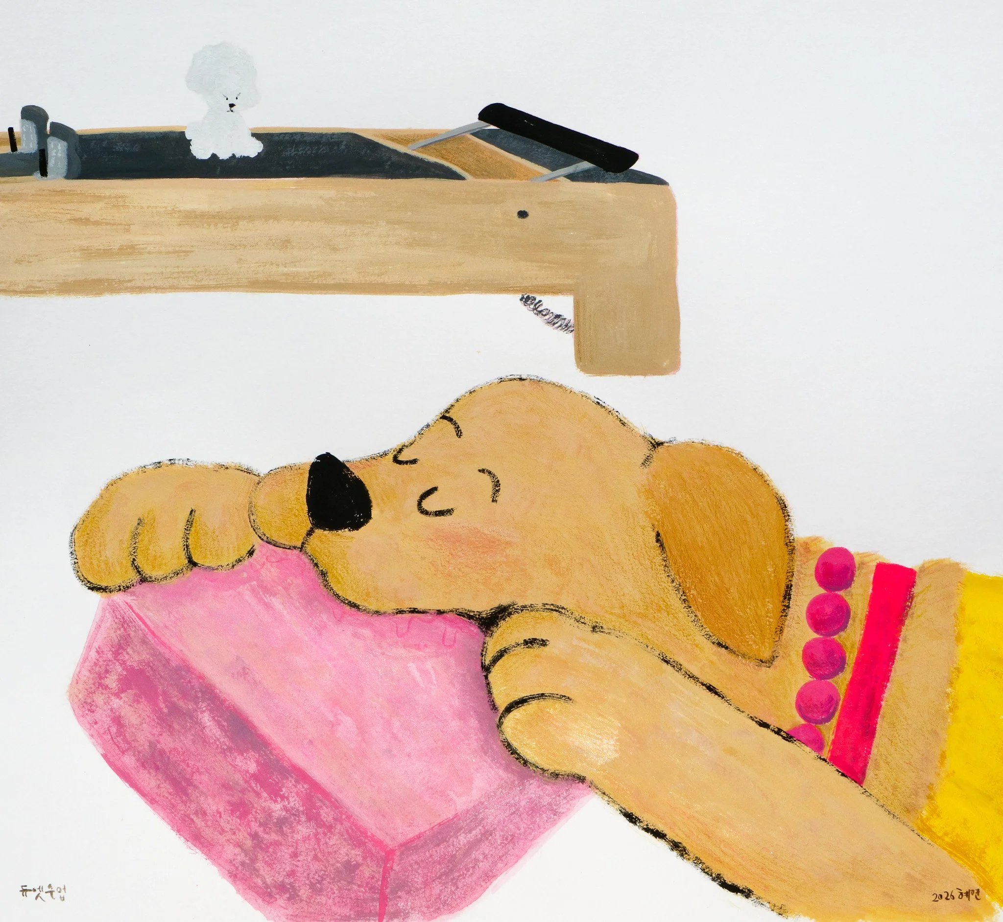 (sold)
듀엣수업
30.5x30.5cm
2026
Acrylic Gouache and Pencil on Paper