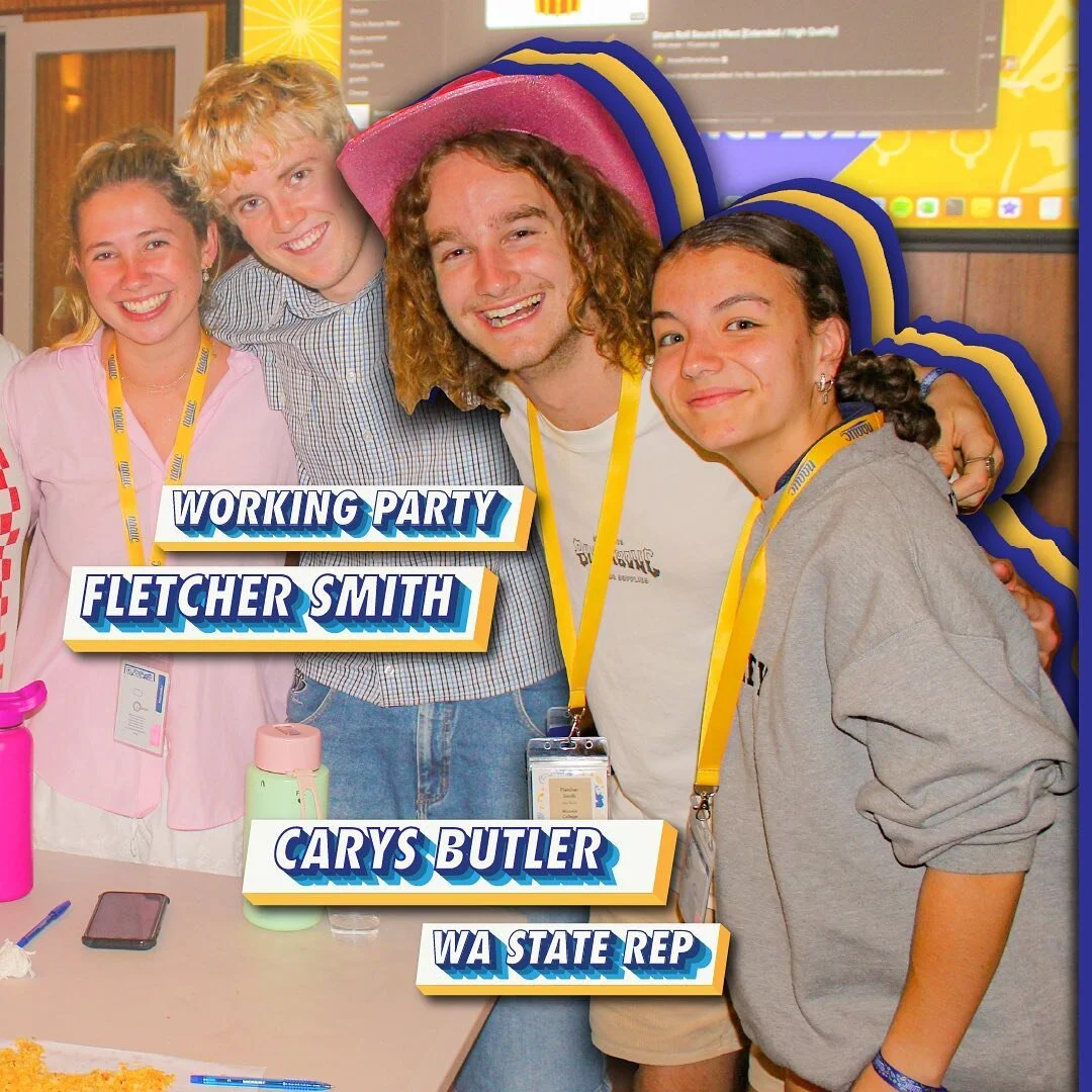 ✨ 2023 NAAUC TEAM ✨

WA STATE REP - Carys Butler
WORKING PARTY - Fletcher Smith

~

Hi I&rsquo;m Carys, I'm from a rural and remote town in the North of Western Australia. I grew up surrounded by bush land and the beach, so I love the outdoors and al
