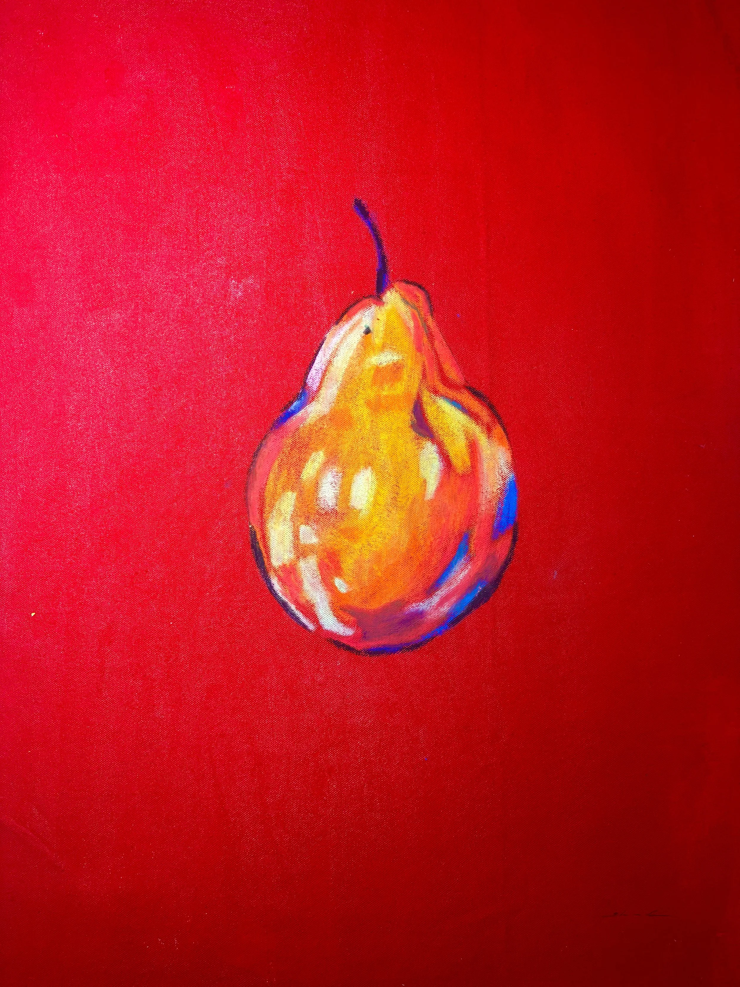 Birne auf Rot I  I Front view I
Mixed Media   I
60 X 80 cm I
2025
