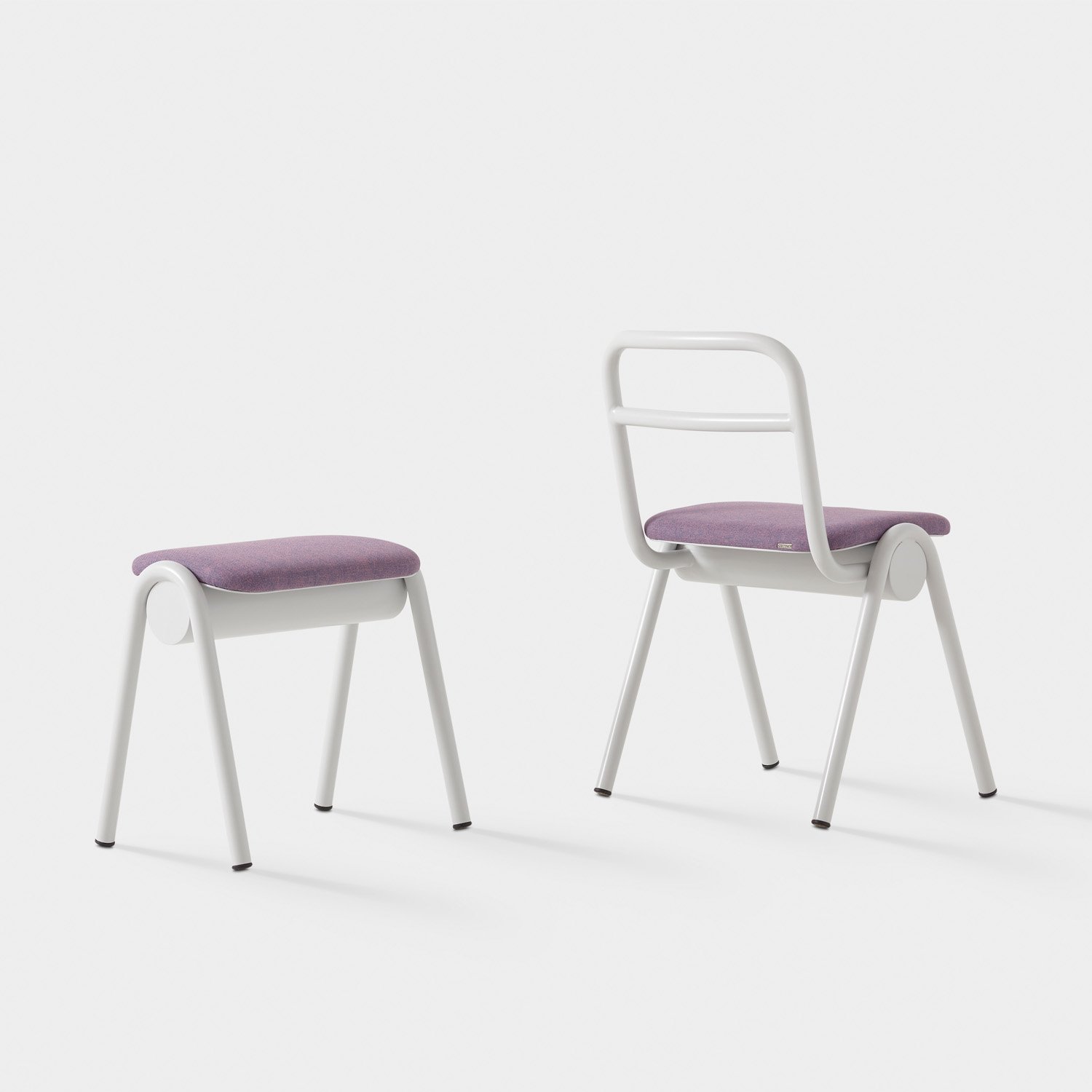 Profile view of the ZUM chair highlighting the cylindrical structural core