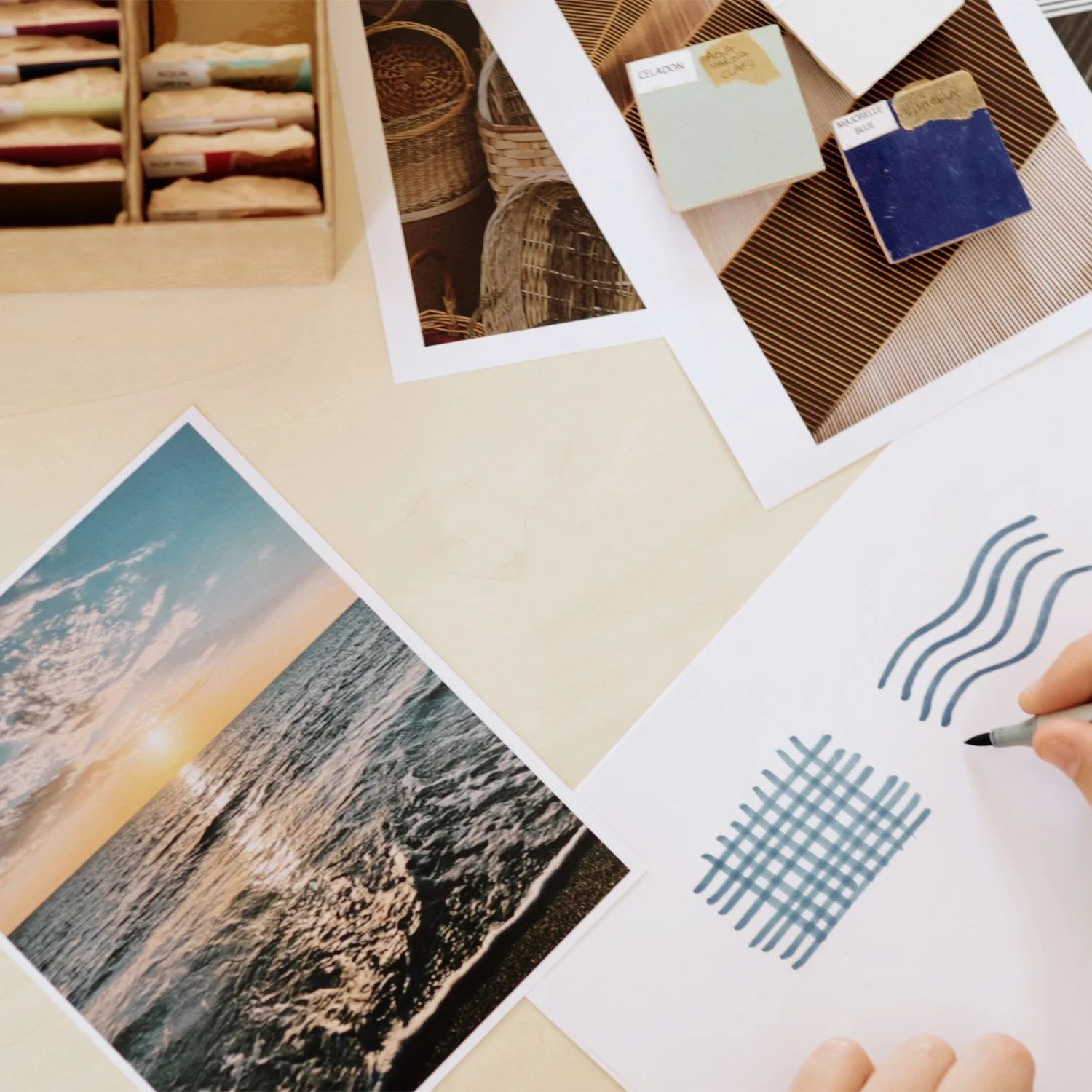 Conceptual sketches exploring geometric patterns and modularity for the Mediterránea zellige collection.