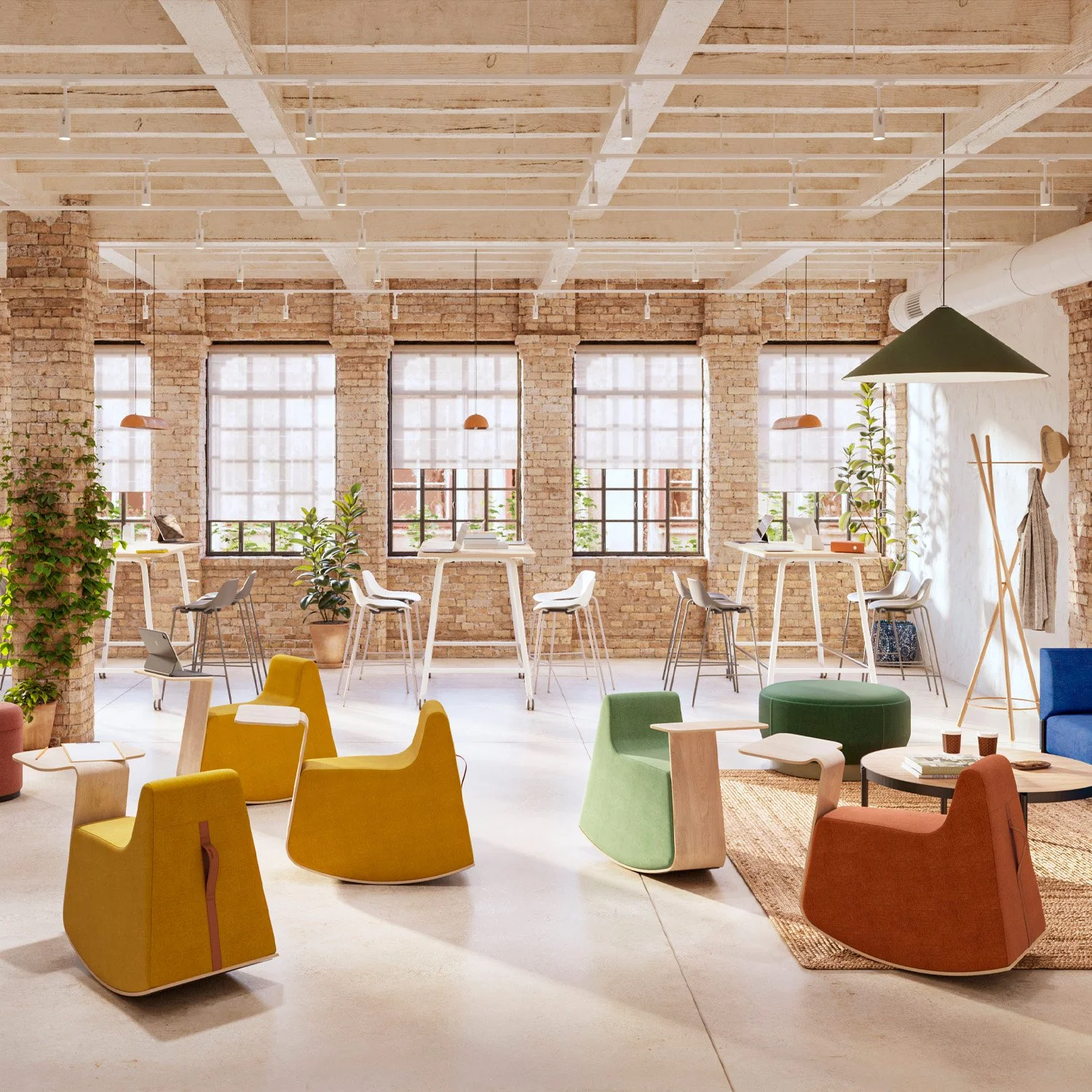  Imagen render para interior con mobiliario de diseño 