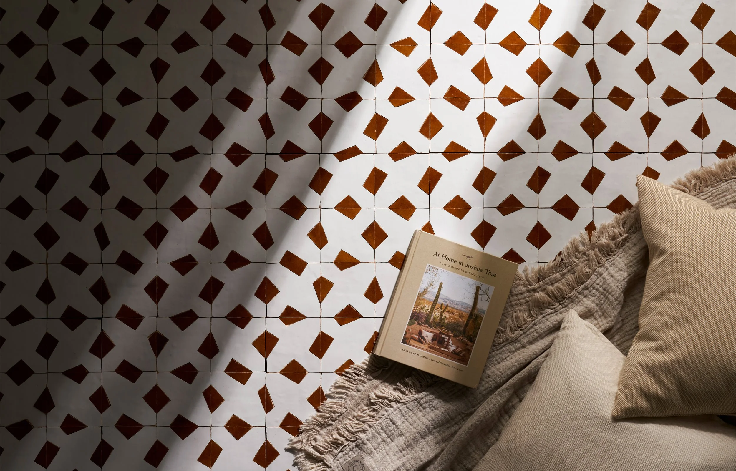 Interior wall featuring Mediterránea zellige tiles in a contemporary kitchen setting.