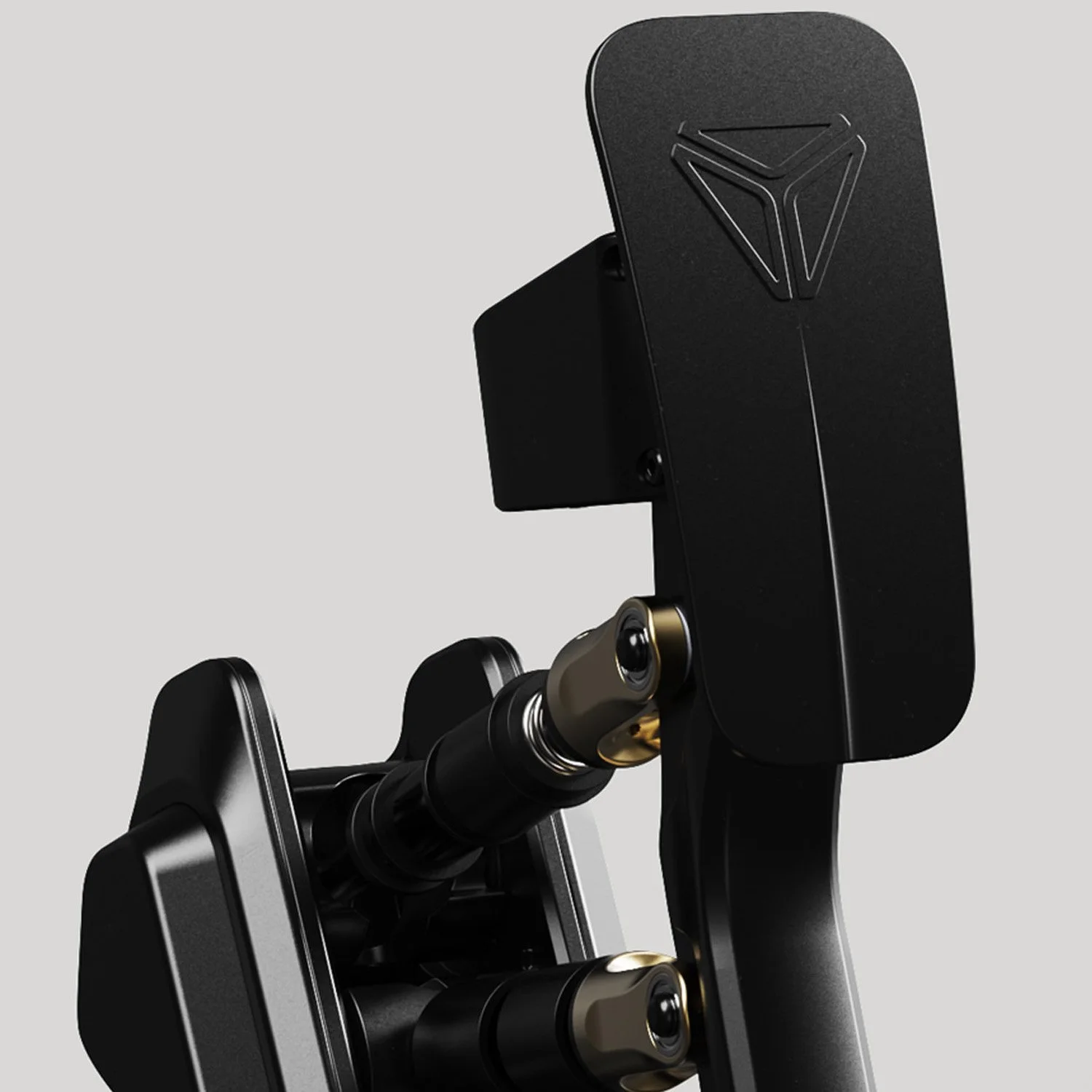Vista lateral del mecanismo del pedal mostrando las líneas de diseño limpias y de carácter orgánico.