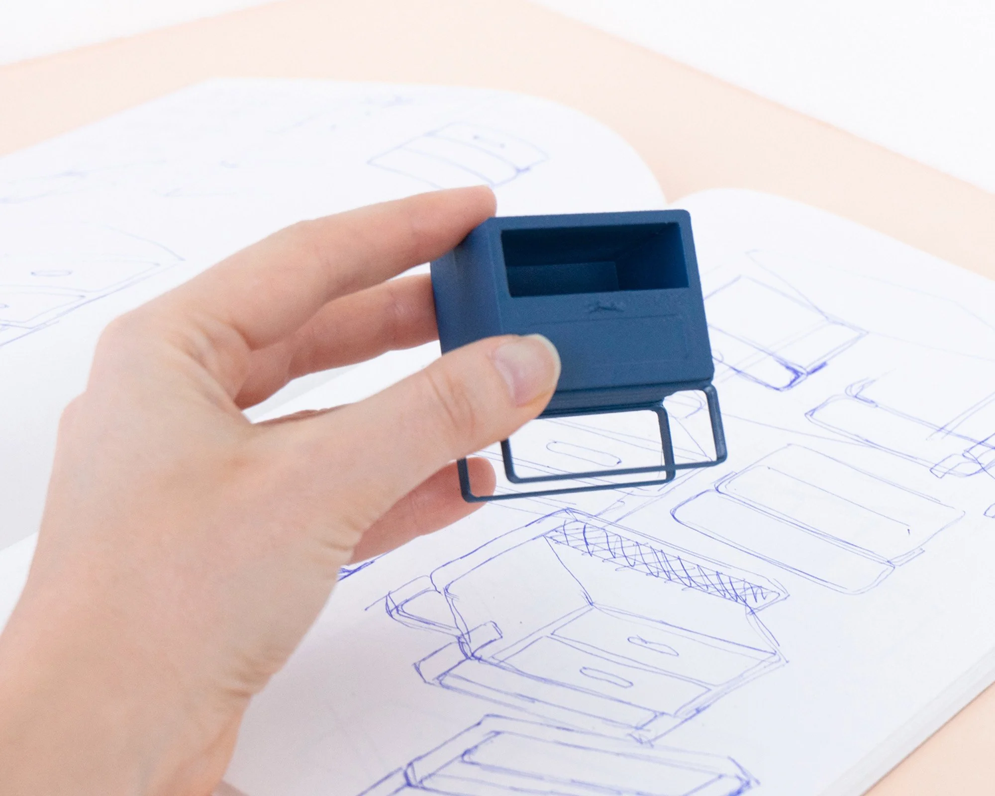 A view of the scale mockups and technical drawings used during the Minimal collection development.