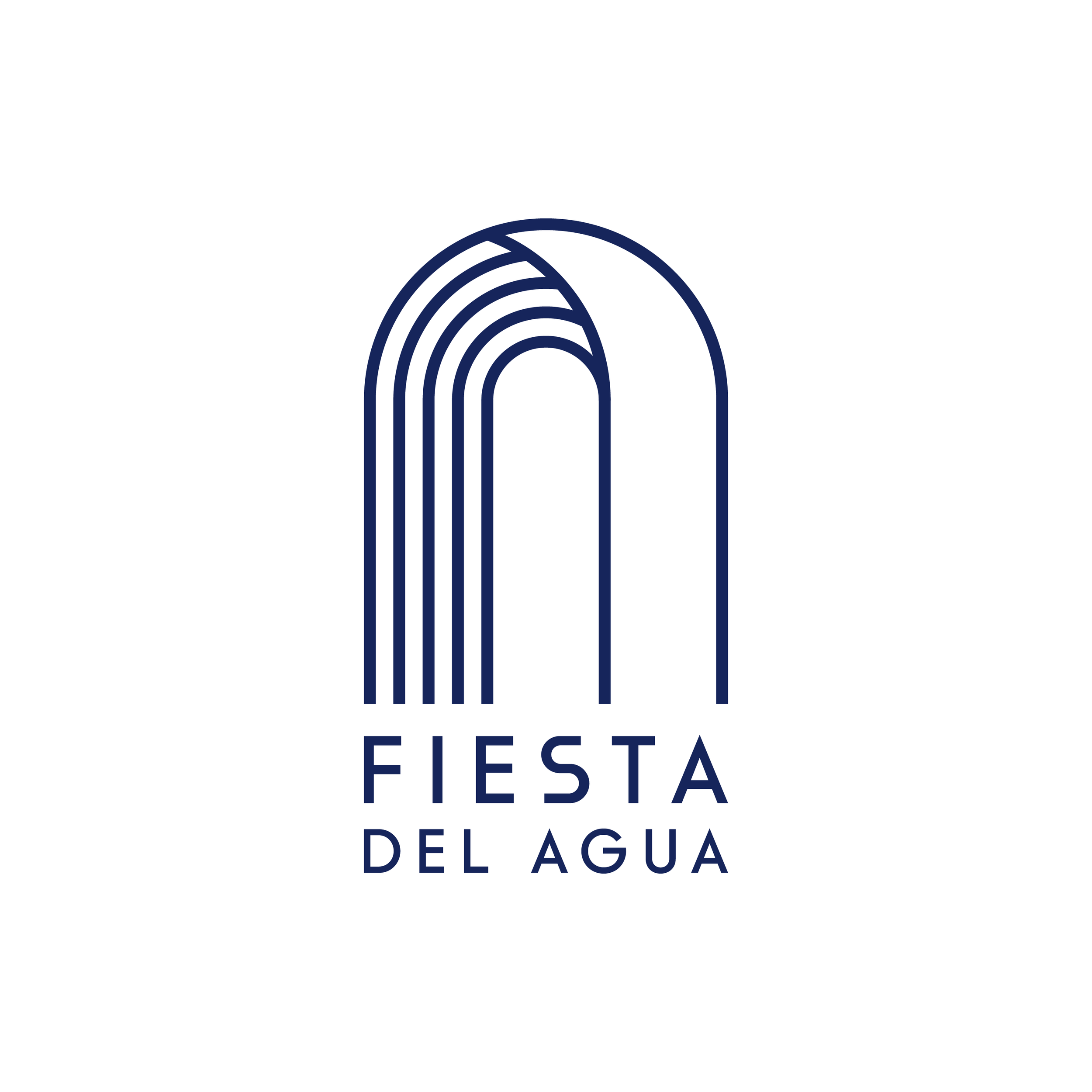 The final Fiesta del Agua logo in blue over a clean white background.