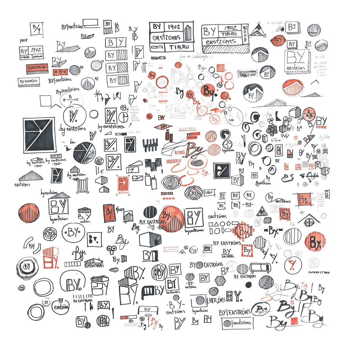 Hand drawn sketches and exploration of typography for the By Enströms brand identity.