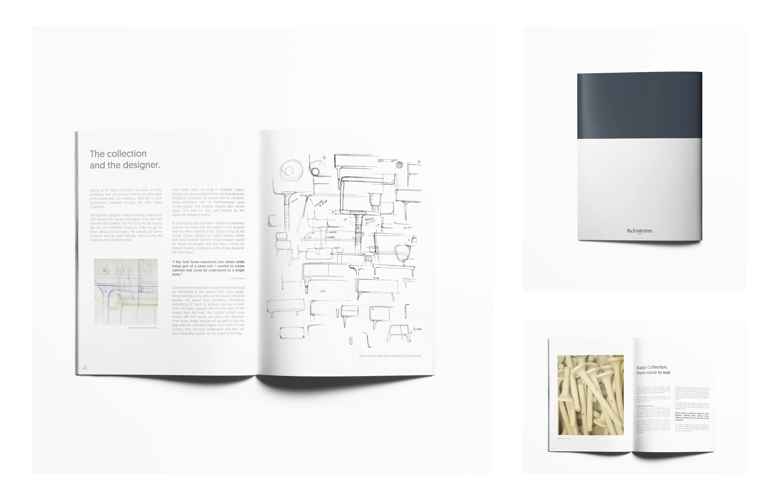 Interior layout of the By Enströms furniture catalog, featuring clean typography and professional product photography.