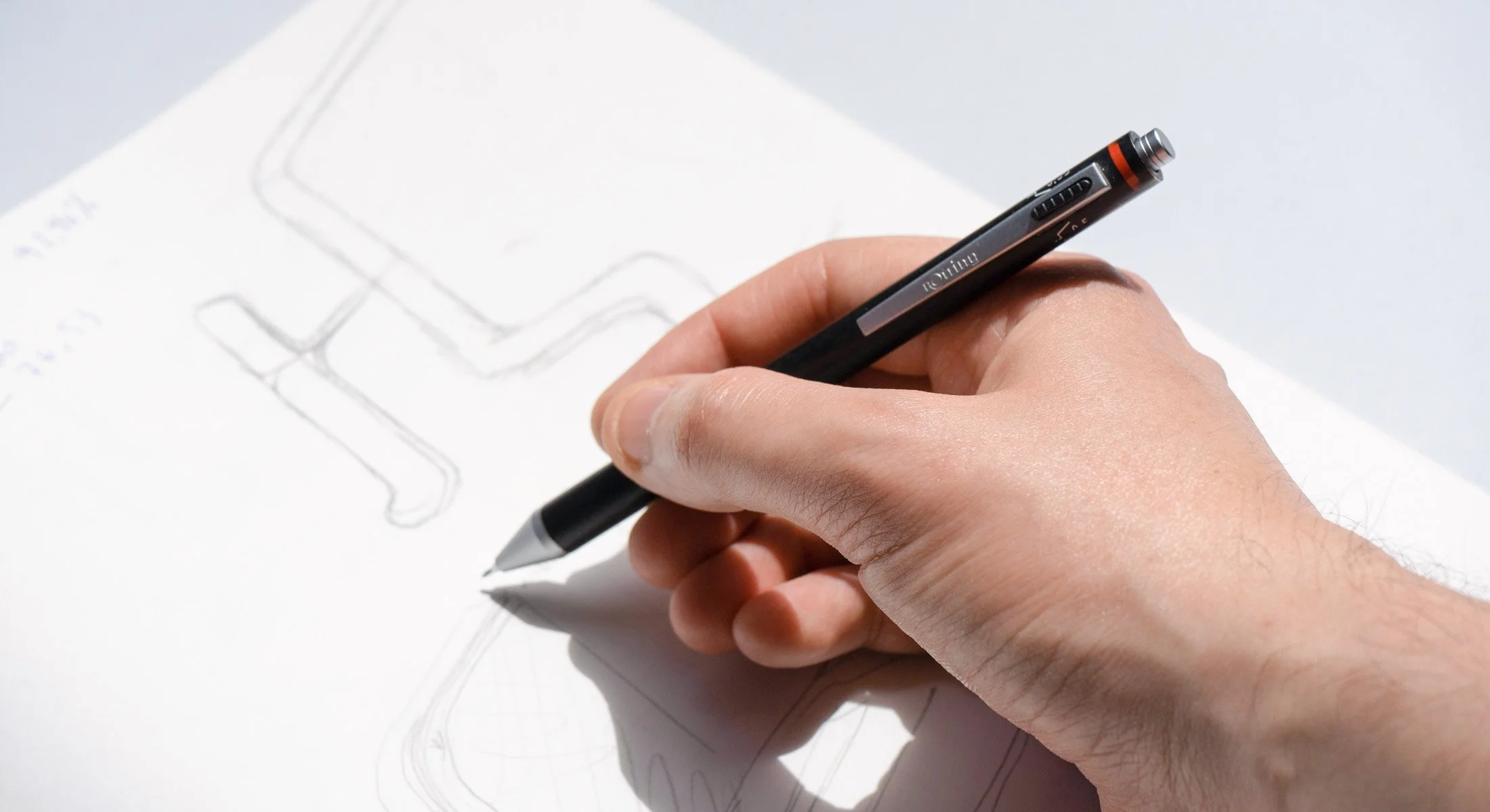 Hand drawn conceptual sketches for the Minimal collection, exploring the Braun radio influence.