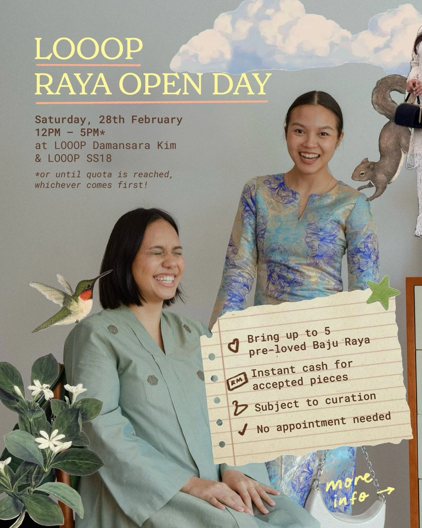 It&rsquo;s our fourth year hosting Raya Open Day and each year it just keeps getting better ⭐️🐿️ we love getting to rehome your Baju Raya, especially the ones sentimental, once cherished and simply the too good to leave hiding in the back of your cl