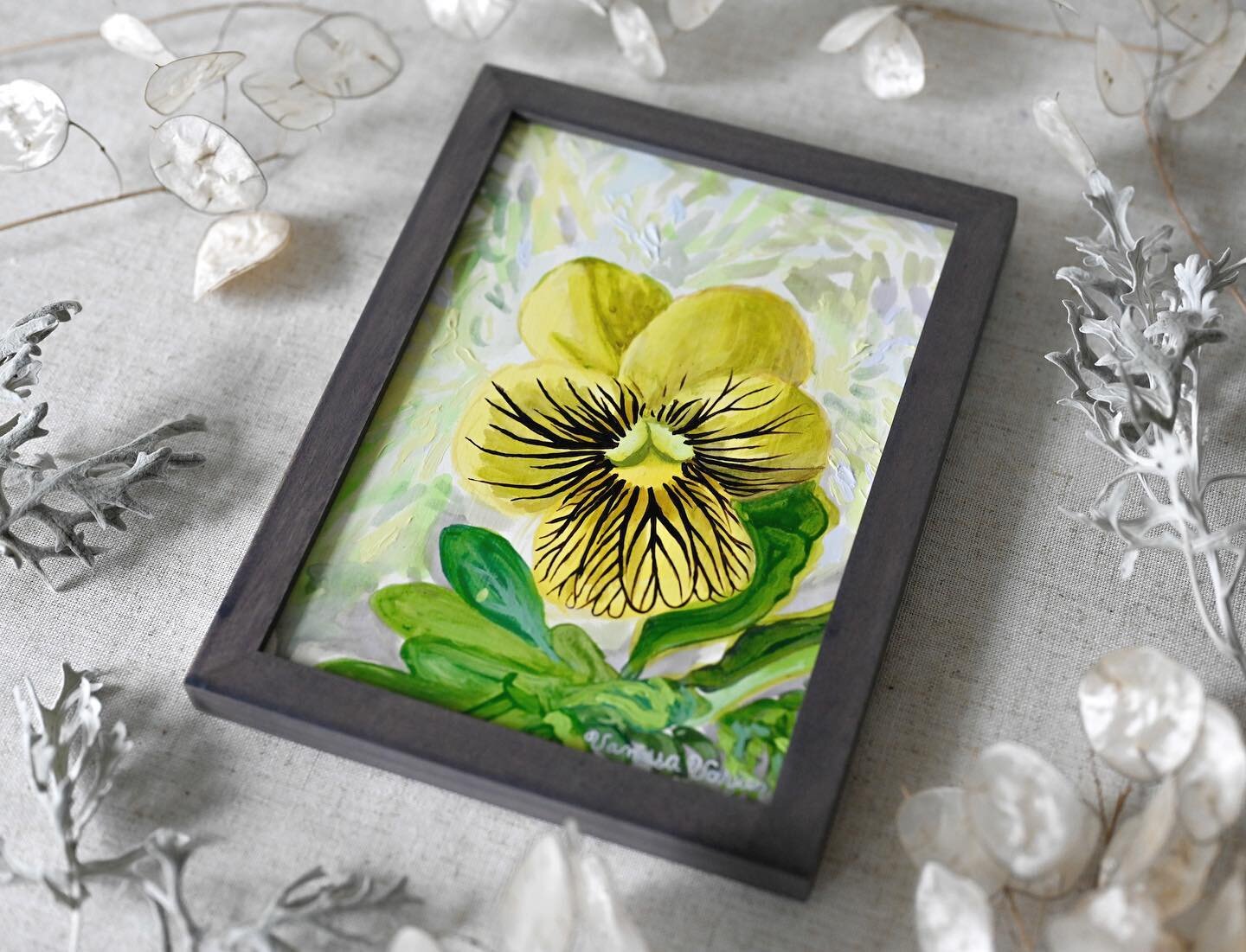 I painted this tiny tiger eye viola back in the fall. The 6&rdquo; x 8&rdquo; framed painting is now up in the shop! I love this painting. It is simple but detailed and bright. 

#tigereyeviola #violaflowers #violaflowerpainting #floralpainting #flor