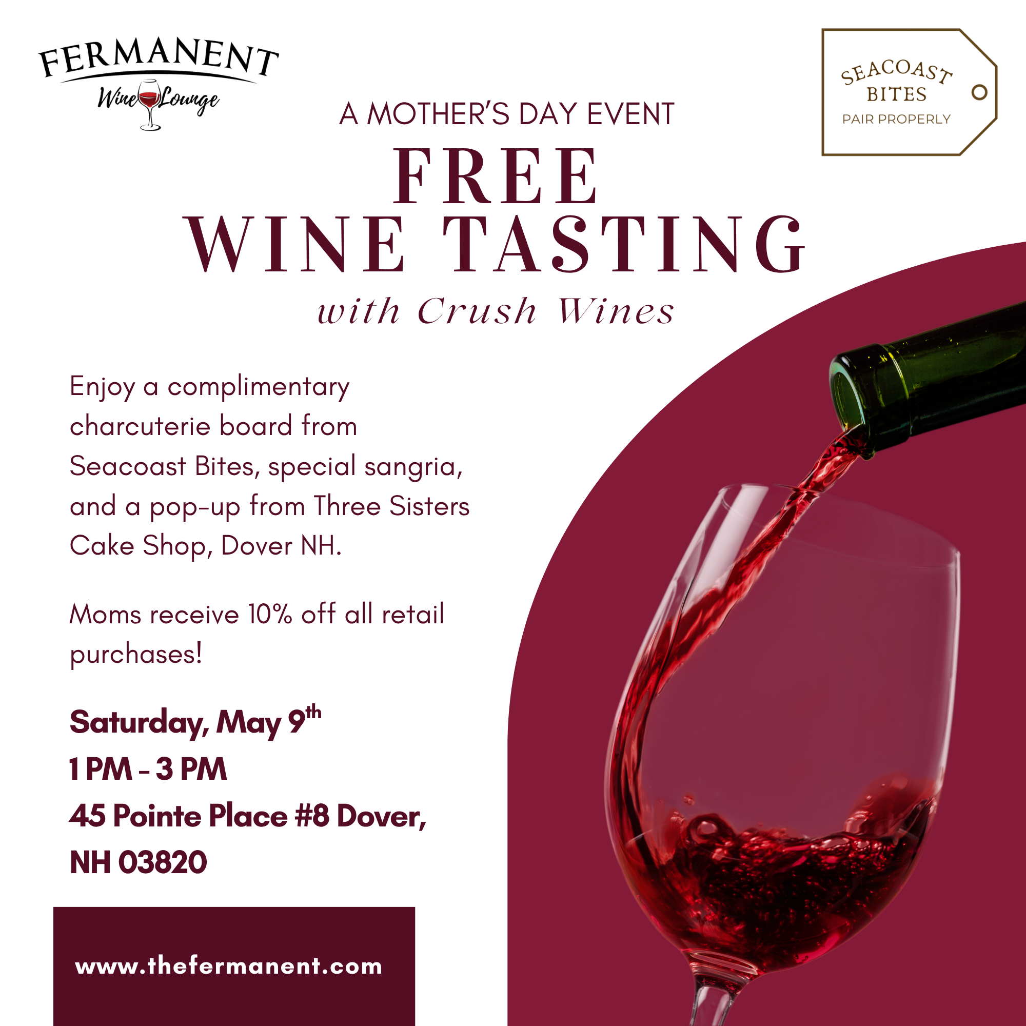 A Mother's Day Event: FREE Wine Tasting with Crush Wines