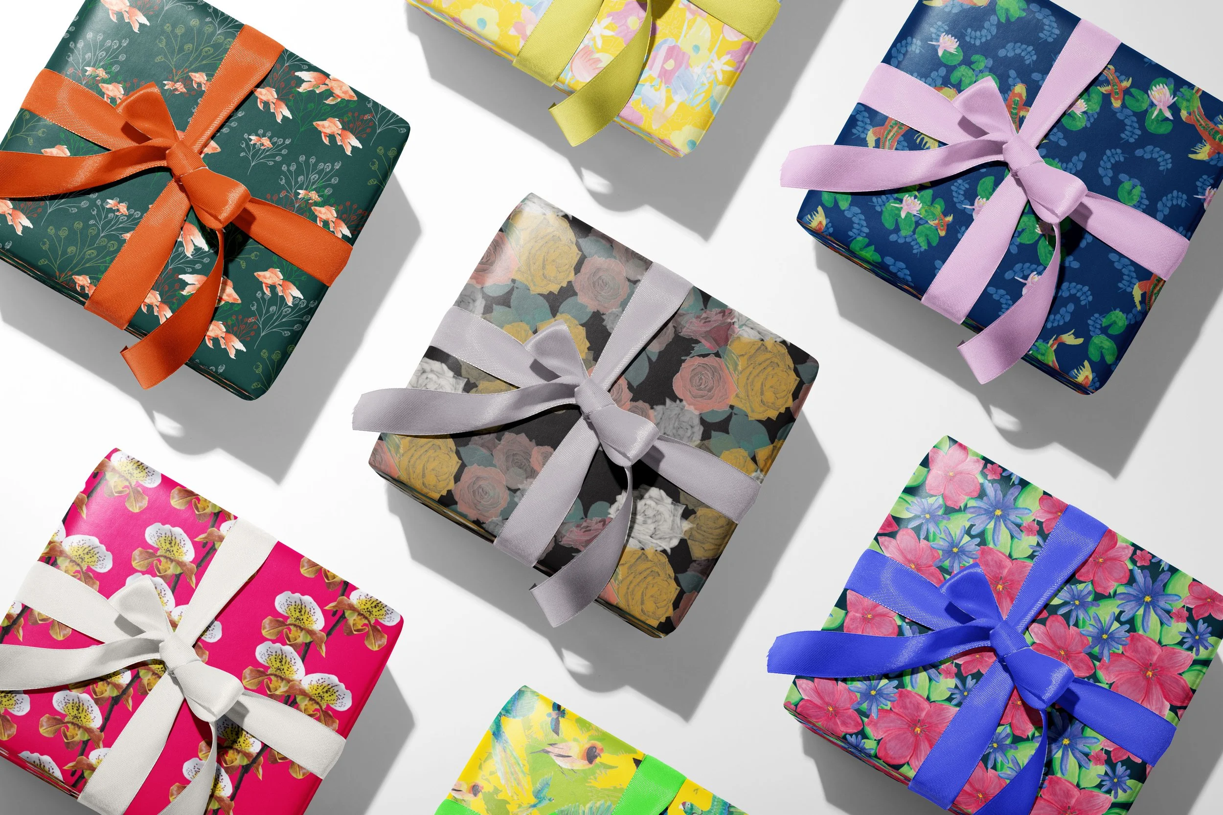 Multiple designs on gift wrap