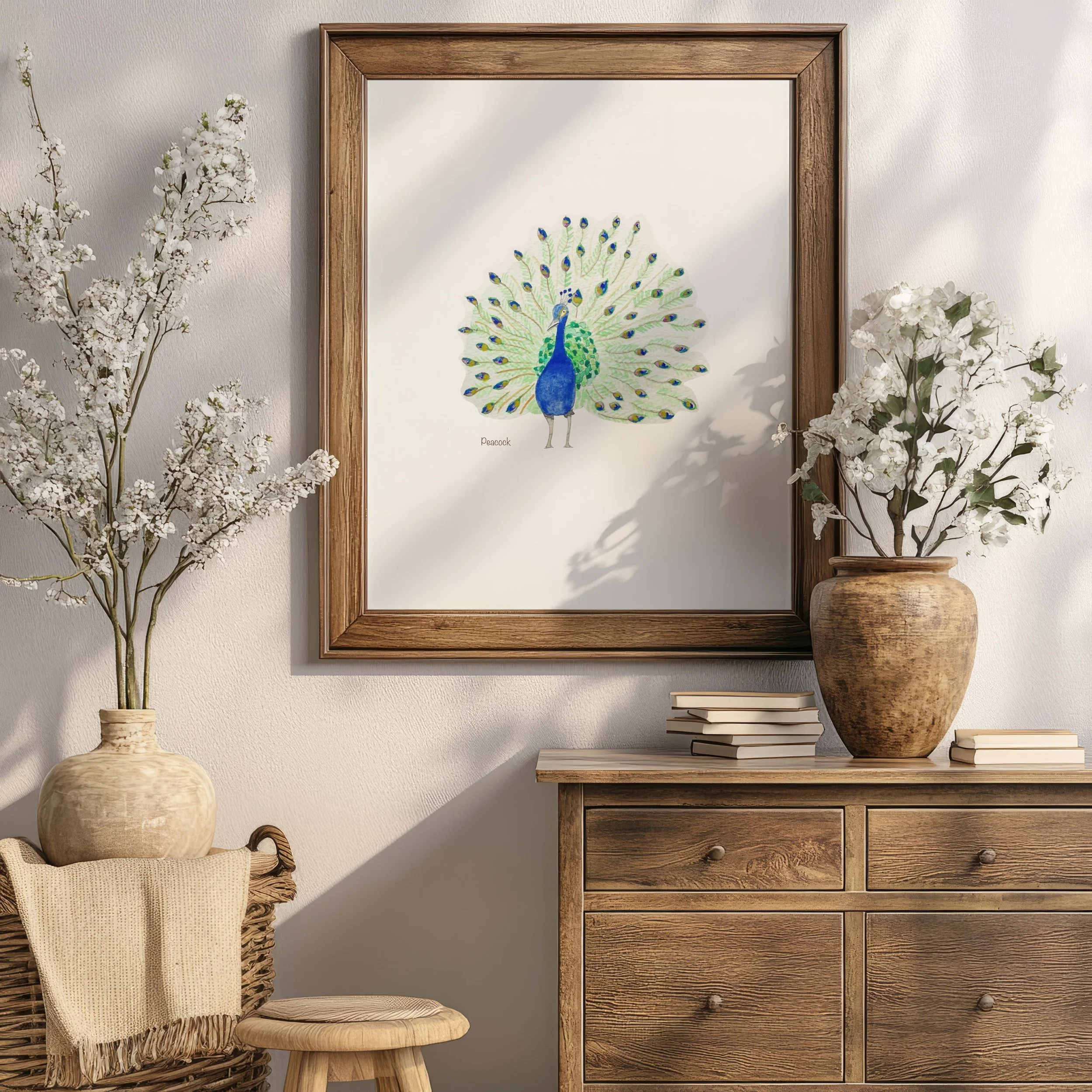 Peacock Art Print A5.