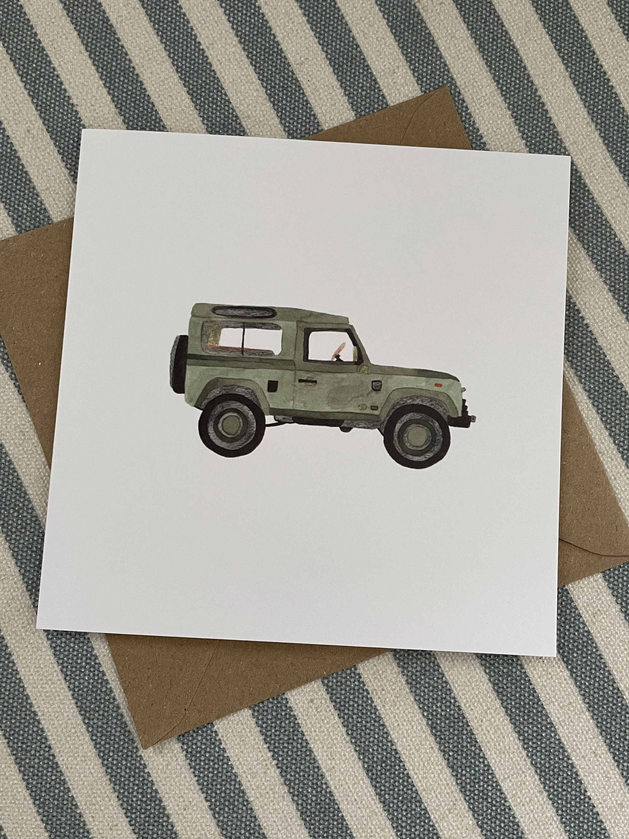 Land Rover Defender Greetings Card I Watercolour Adventure card I Handmade Vehicle Illustration I Fathers Day Card