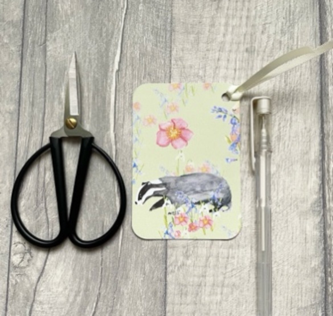 Spring badger gift tag