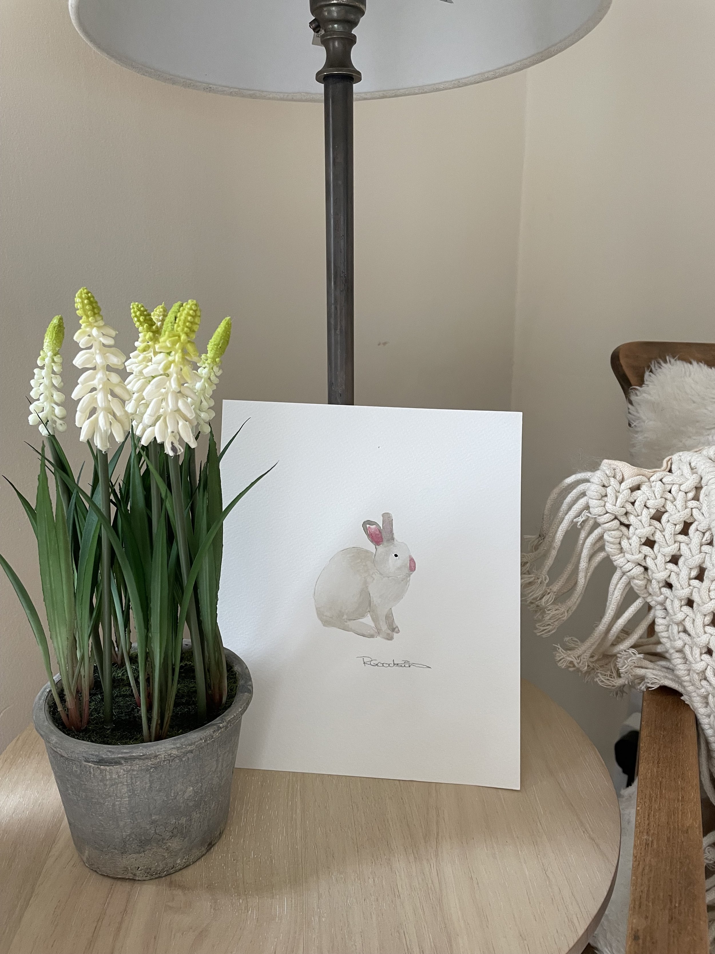 Original hand painted Rabbit illustration.