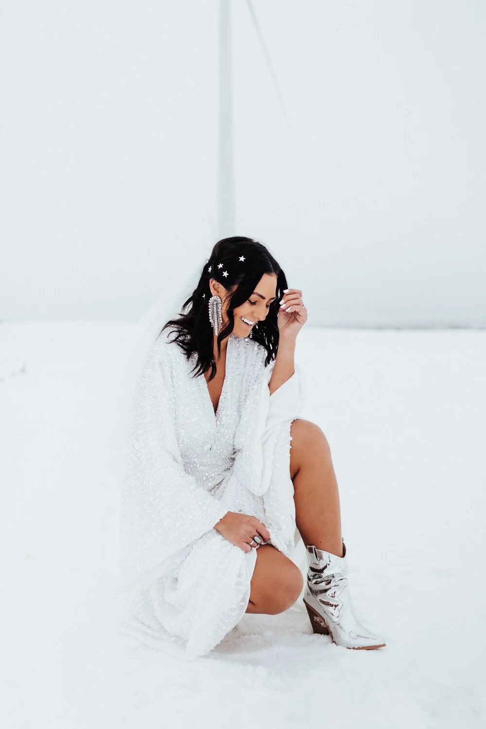 Emily | Snowy Bridals in the Windmills | Illinois Bridal Photographer