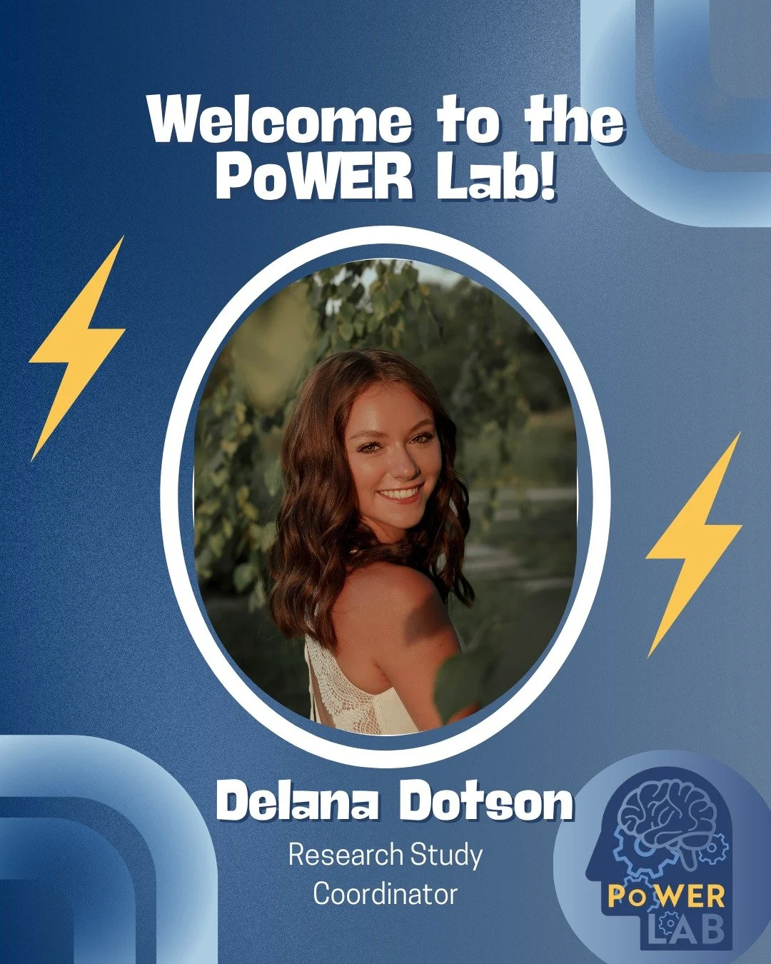 Last week, we welcomed Delana to the PoWER Lab as our new Research Study Coordinator! 🎉

Delana graduated from Peru State College with a BS in Psychology in December 2025. A fun fact about her is that she absolutely loves all dogs 🐶❤️ and has quite