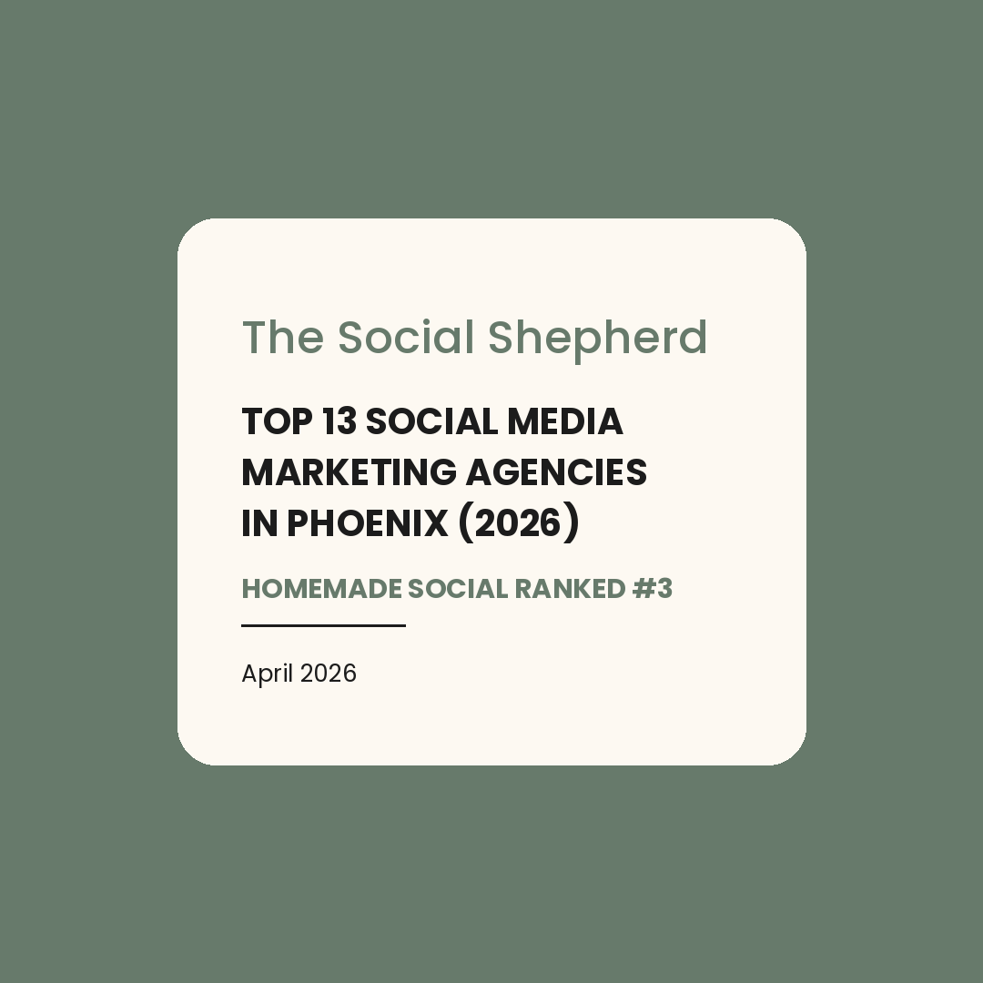The Social Shepherd ranks Homemade Social among the top social media marketing agencies in Phoenix, 2026