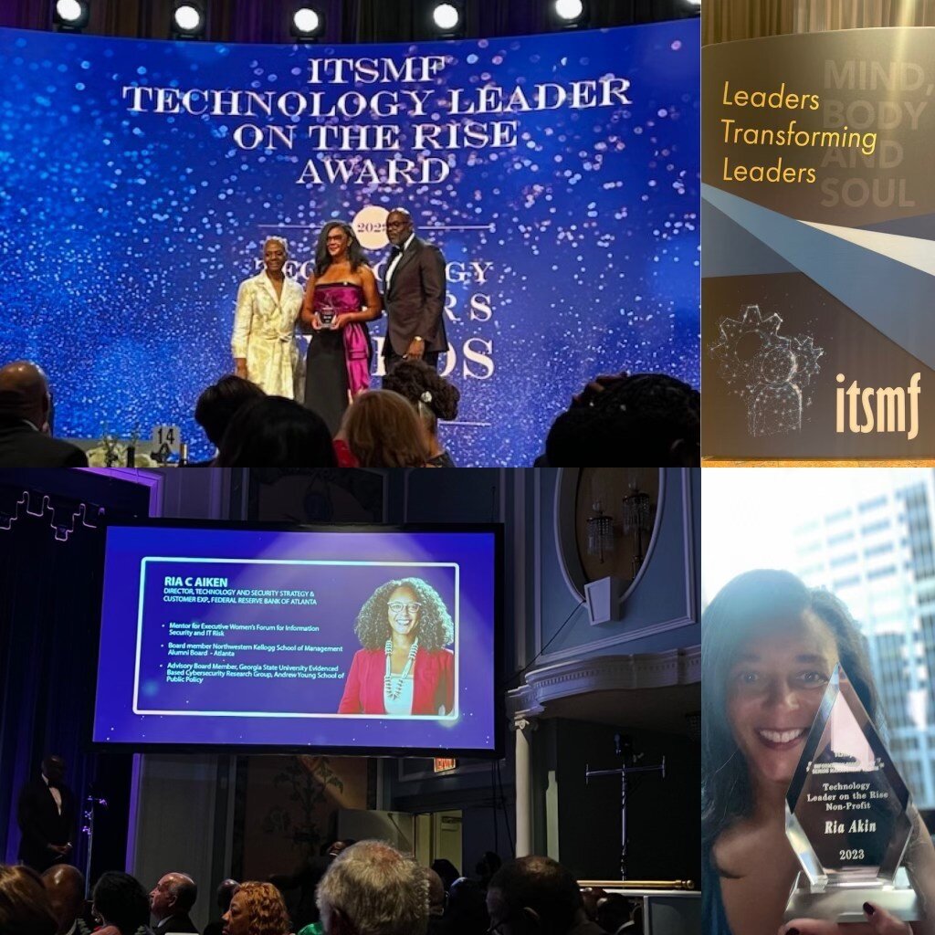 We'd like to send a big CONGRATULATIONS 🥳 💫 🎊 to our Senior Advisor @mynameisriaaiken Ria Aiken. She won the @itsmfleaders Award for Technology Leader On The Rise in the Non-Profit category!!⁠
.⁠
The Information Technology Senior Management Forum 