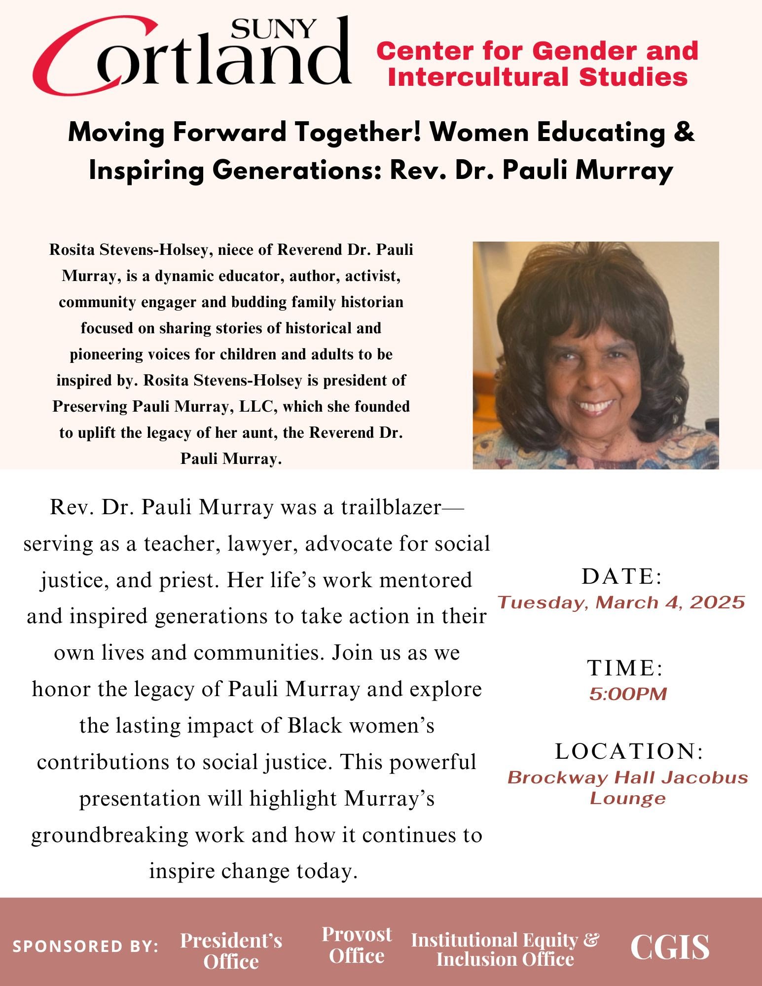 Moving Forward Together! Women Educating & Inspiring Generations: Rev. Dr. Pauli Murray
