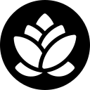 Minimalist black and white illustration of a hop cone.