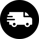 Icon of a delivery truck with motion lines