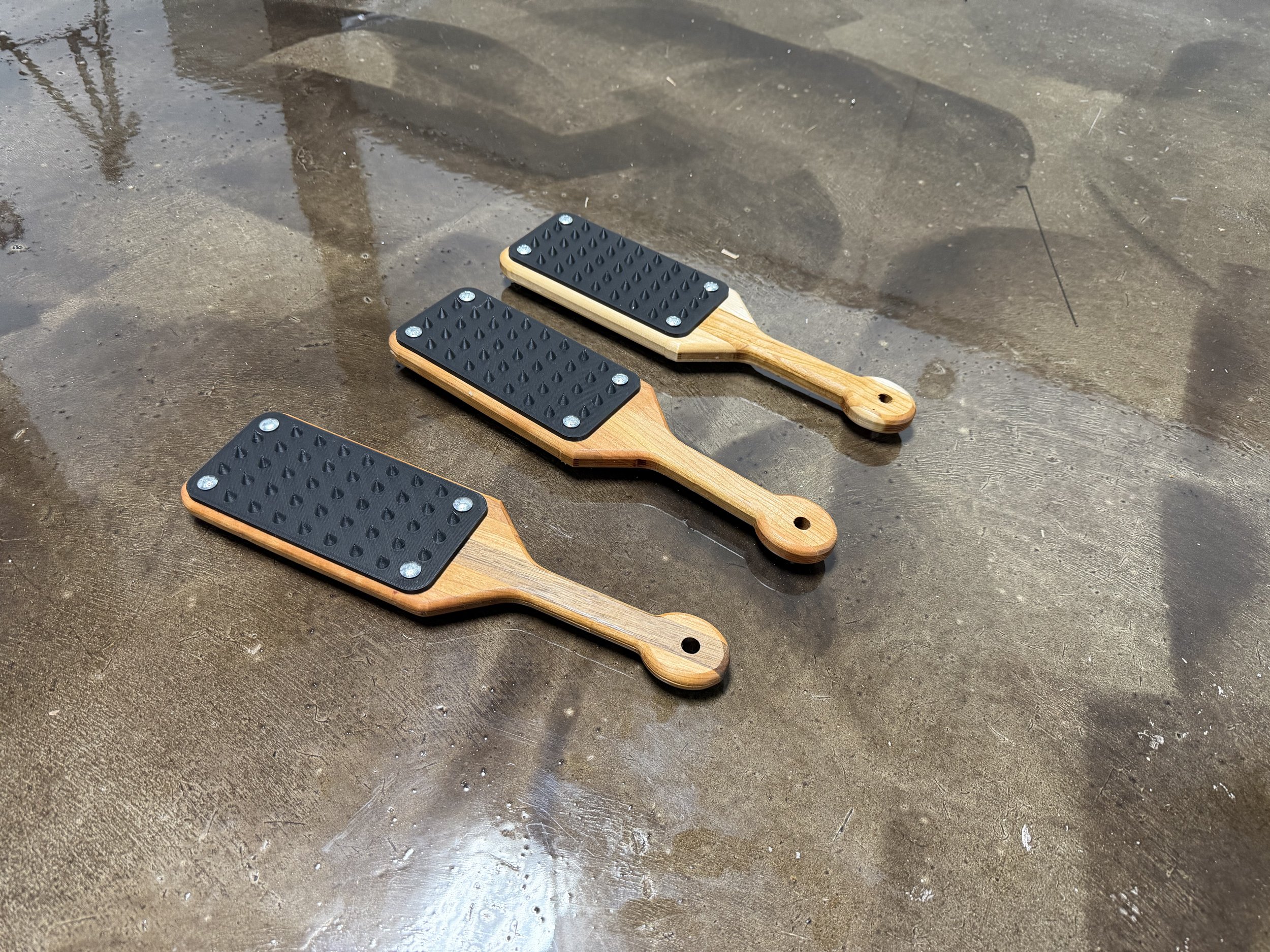 14" Multi Tone Wood Vampire Paddle Spiked BDSM Impact Spikes Sadist With Removeable Spikes