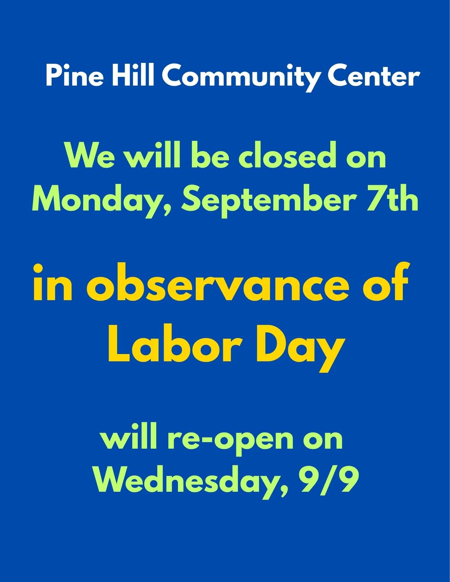 Labor Day Closed