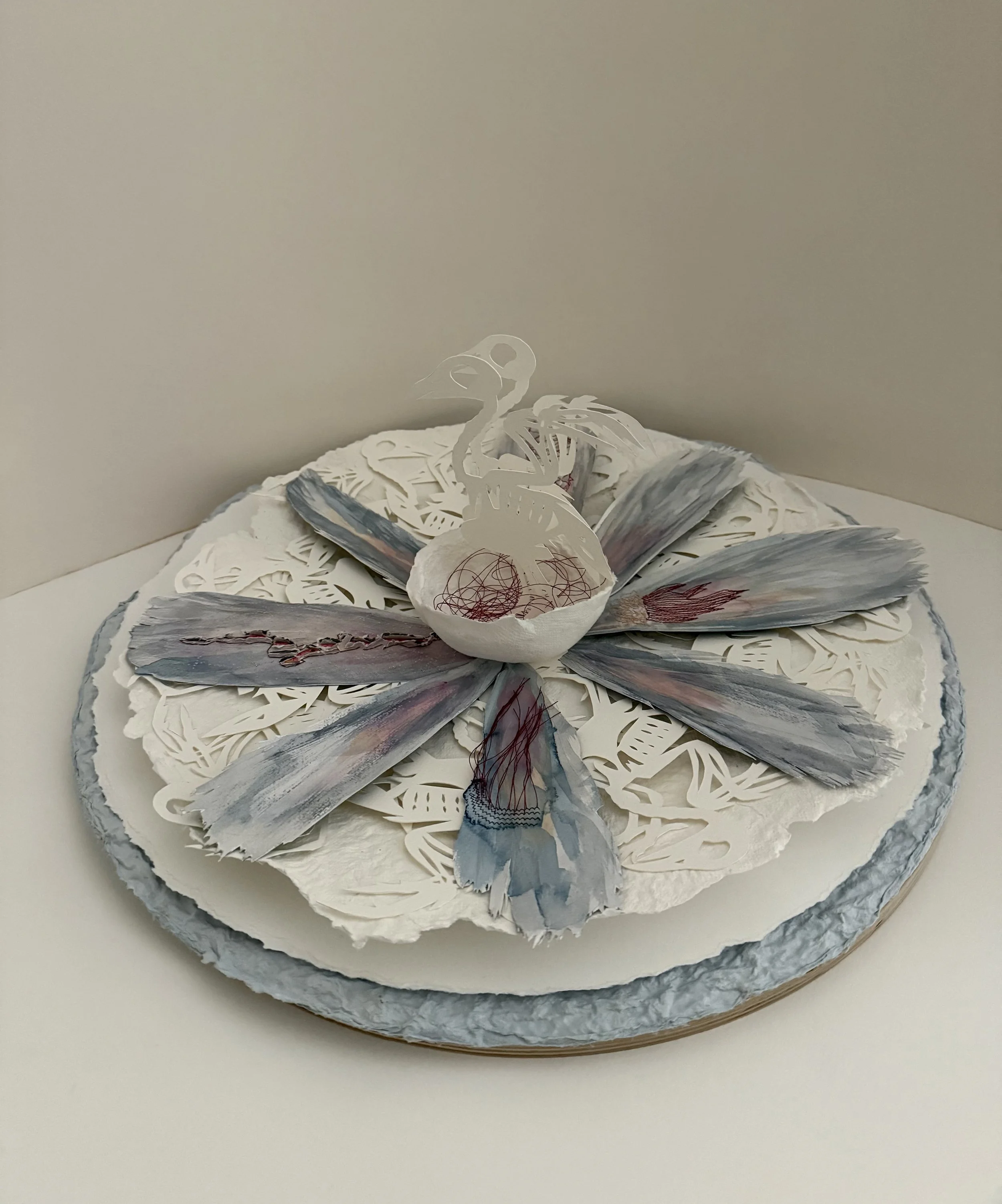 Katherine Kratzer, "Greatest Baby Nursery," paper pulp, watercolor paper, kudzu, flax, silk thread, 17 x 14 inches.