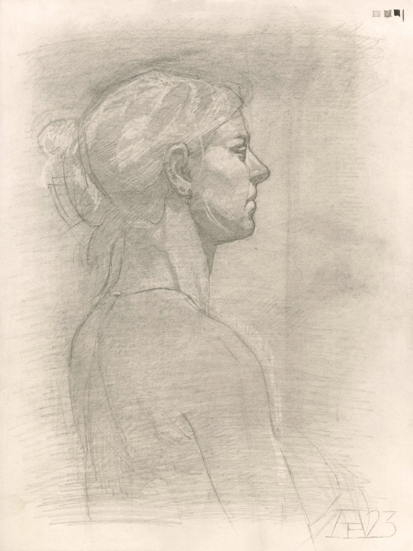 Alexandra Sophia Franz, "Scáthach II," graphite on watercolor paper, 12 x 9 inches.
