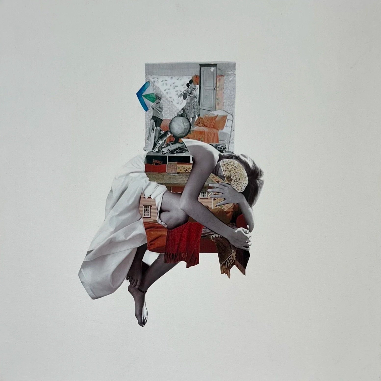 Sophia Cardillo, "Self-Preservation," prints of artist's original collages, magazines, glue and canvas, 20 x 20 inches.
