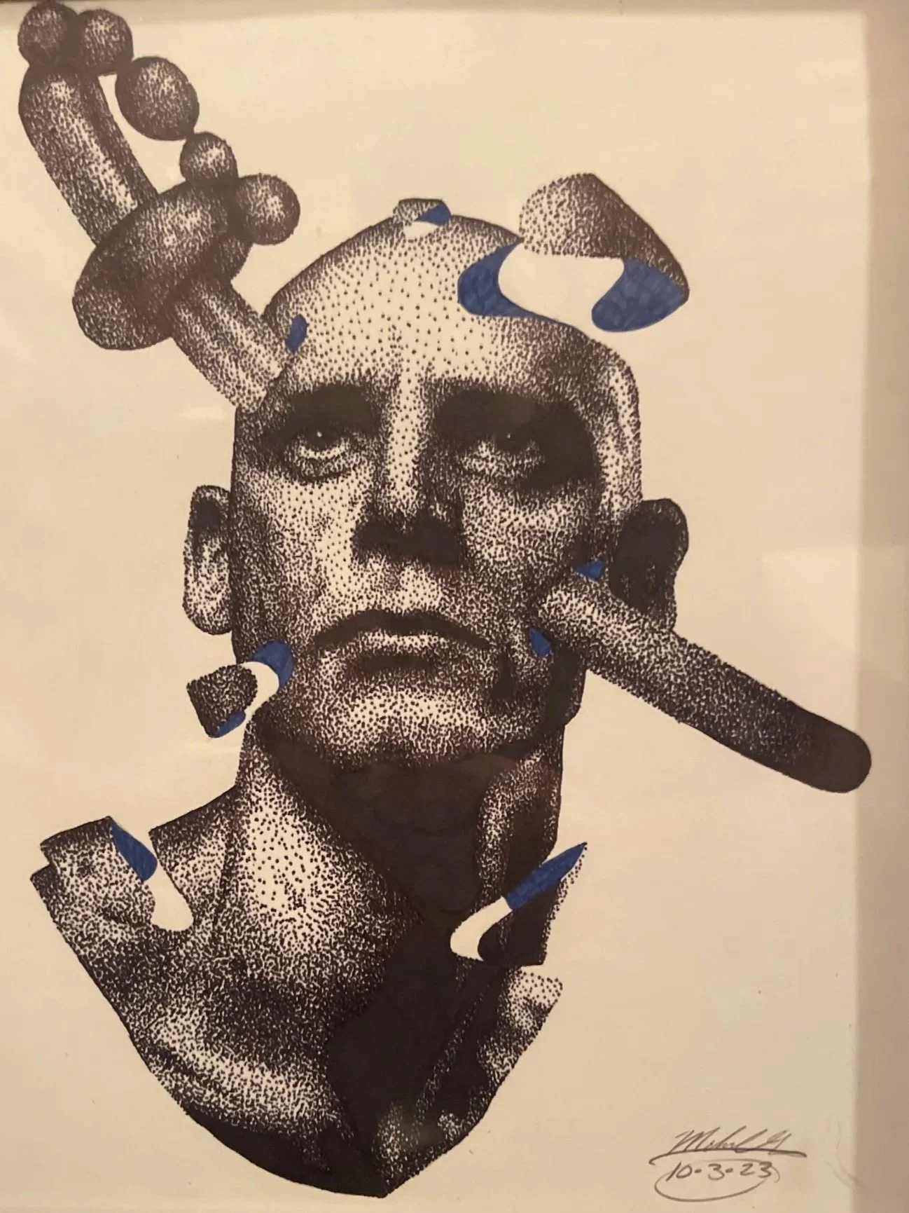 Michael Ganser, "Air Pressure," sharpie pen, blue technical pen, 12 x 10 inches.