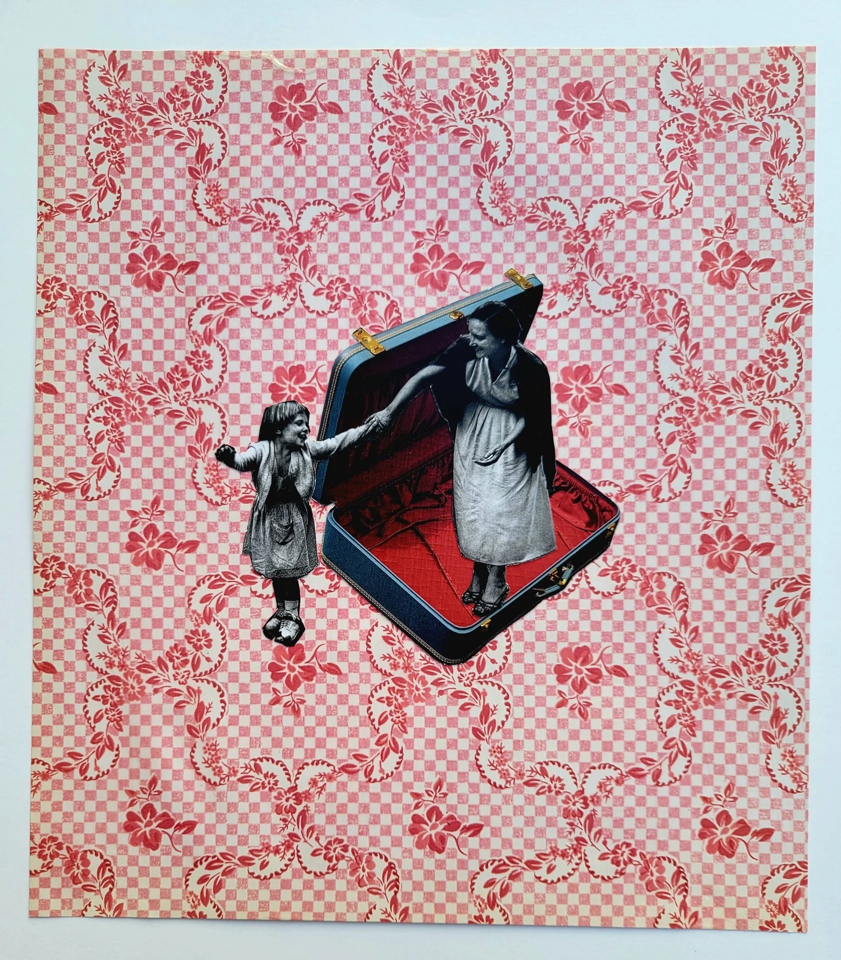 Orianna Abels, "Permission to Leave," photomontage, 18.5 x 14.5 inches.