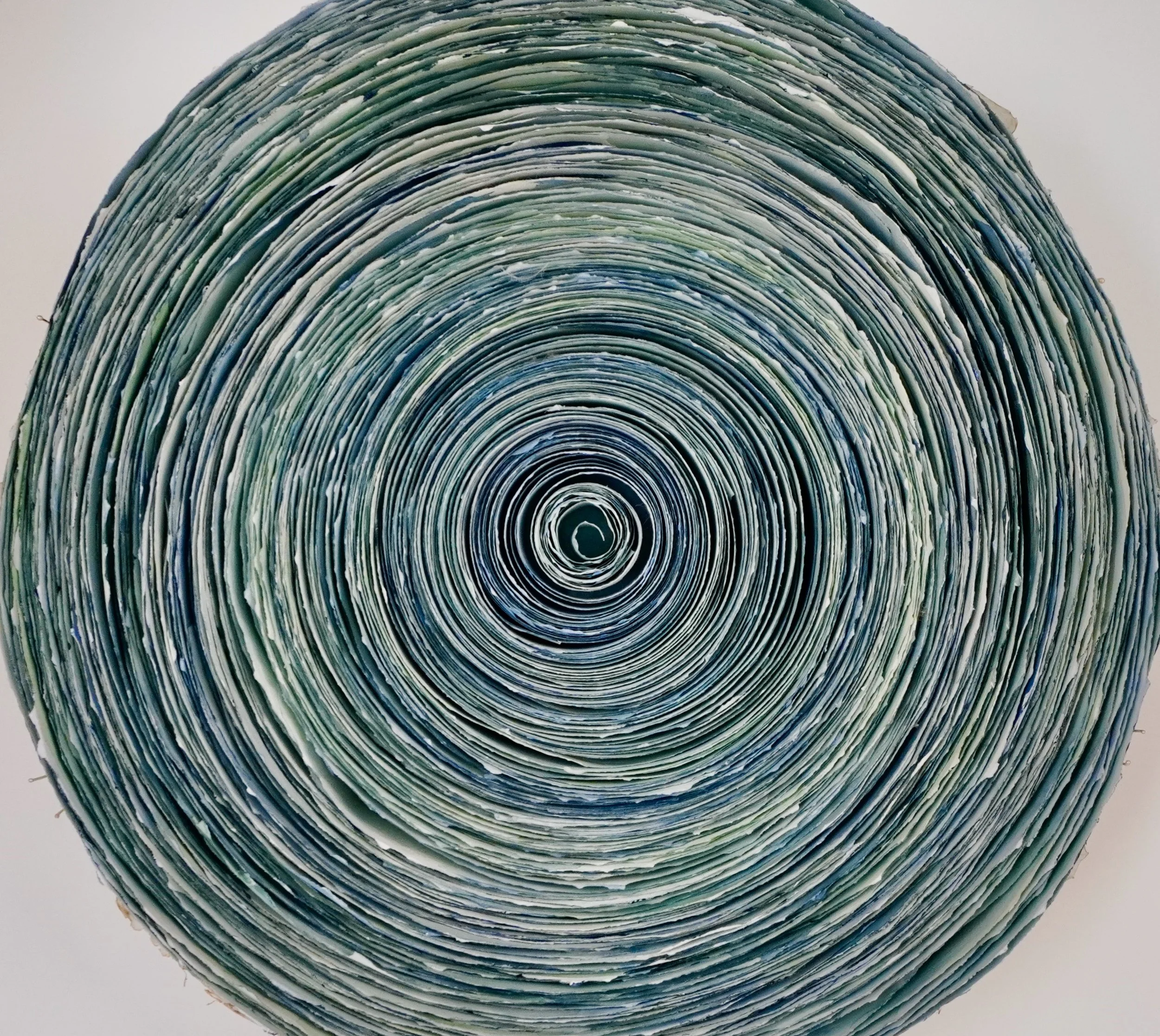 Katherine Kratzer, "2000 Bends," Kankakee River, Indiana, circa 1880. Watercolor paper, pigment, flax, sterling silver, 16 x 16 inches.