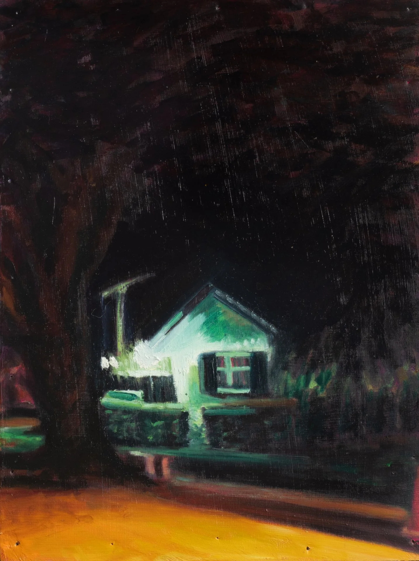 Rachel Lee, "A house I can't remember," oil and pastel on paper, 12 x 9 inches.