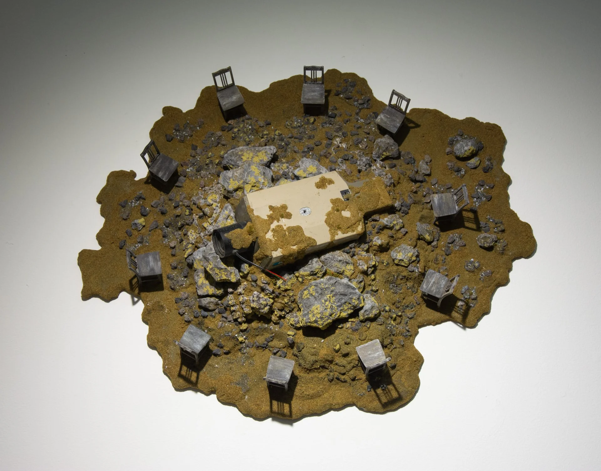 Griffin Liu, "The Observers," mixed media miniature, 24 x 31 x 5 inches.