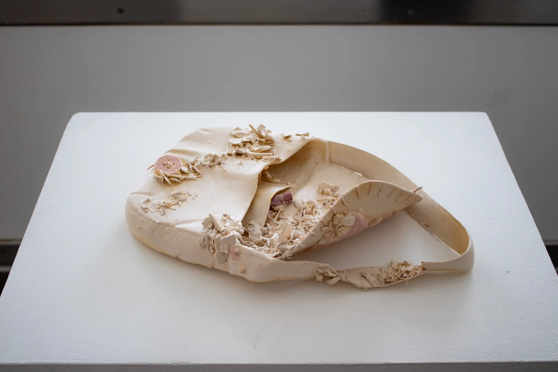 Katie Sieker, "Wide Open I," stoneware and glaze, 1.5 x 8 x 17 inches.