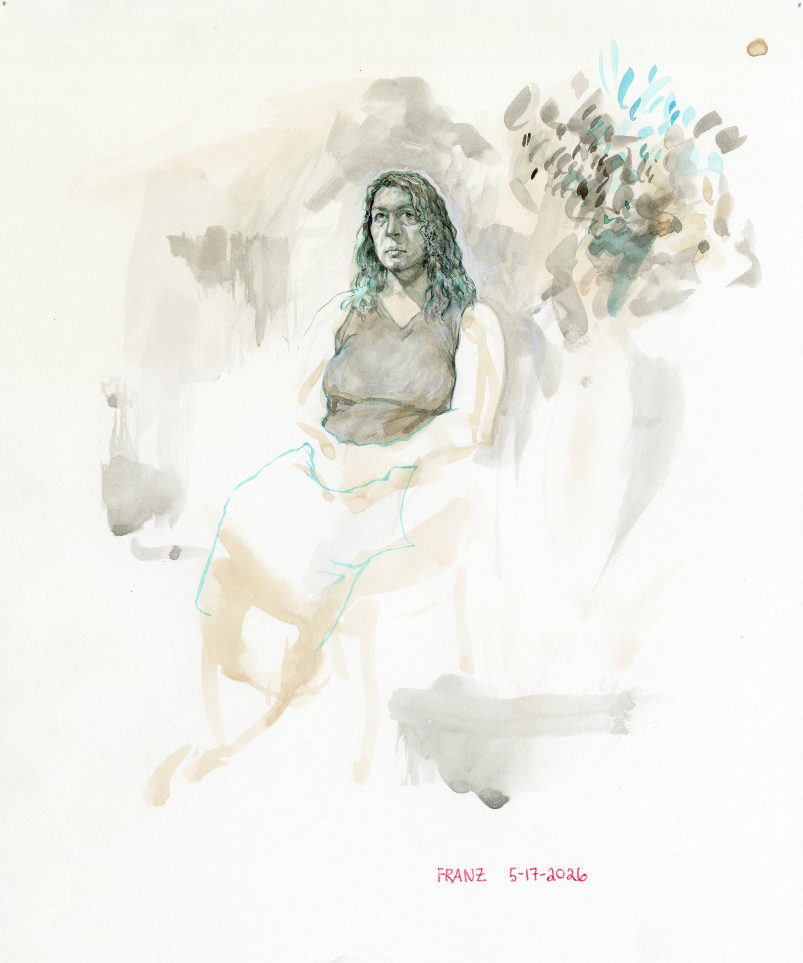 Jason Franz, "2025_5_17 (Resolution Seventy-Nine)," india ink. walnut ink, and gouache, 12 x 9 inches.