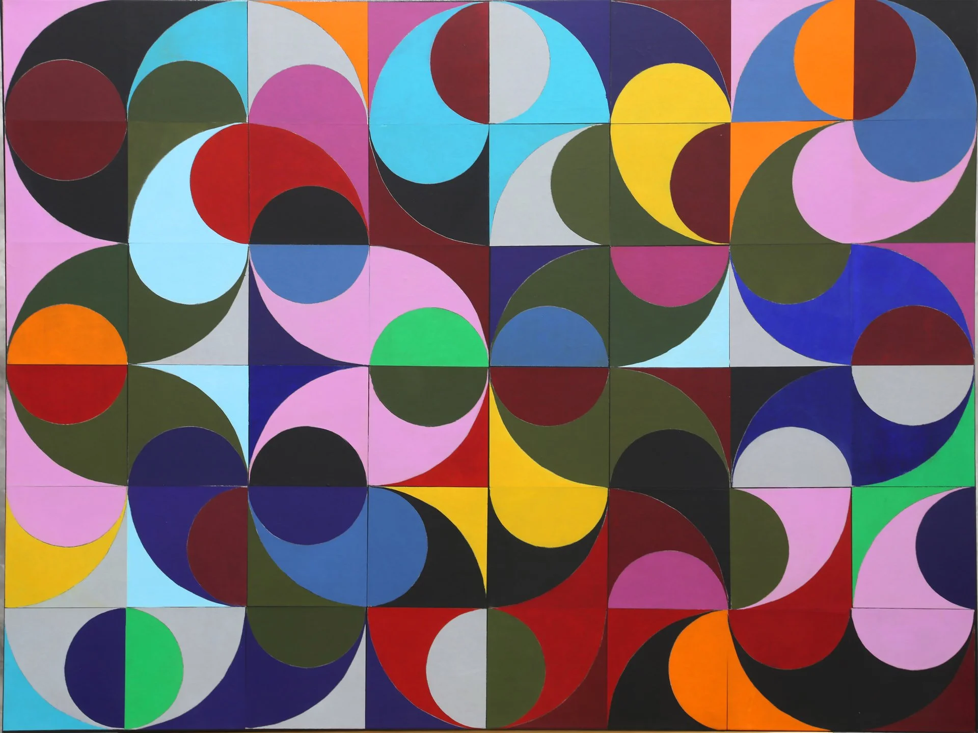 Kelly Lee, "Kaleidoscope: Bloom," printmaking and collage (48 linocuts collaged), 36 x 48 inches.