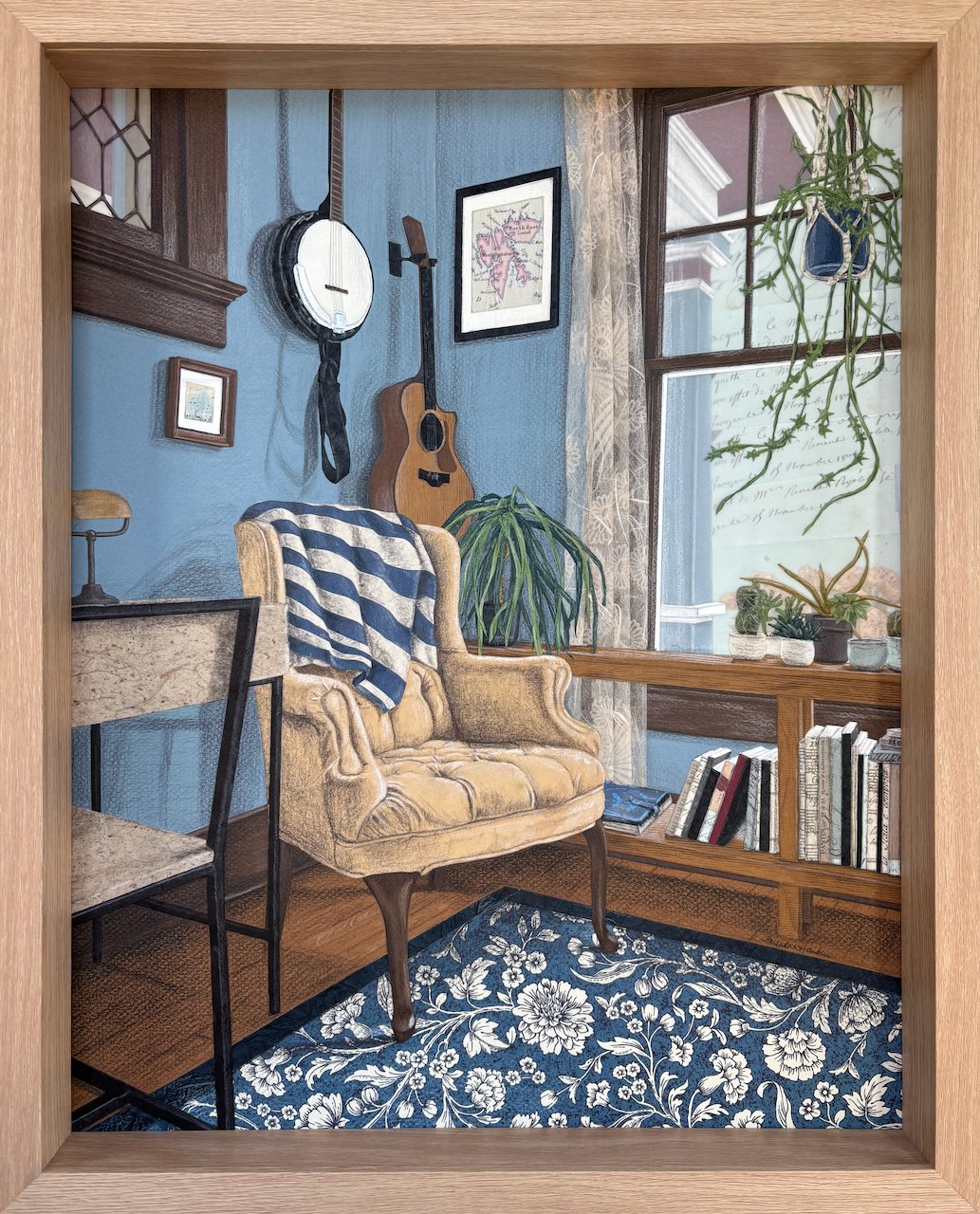 Amanda Hamblin, "Golden Boy's Study," mixed media, 21 x 17 inches.