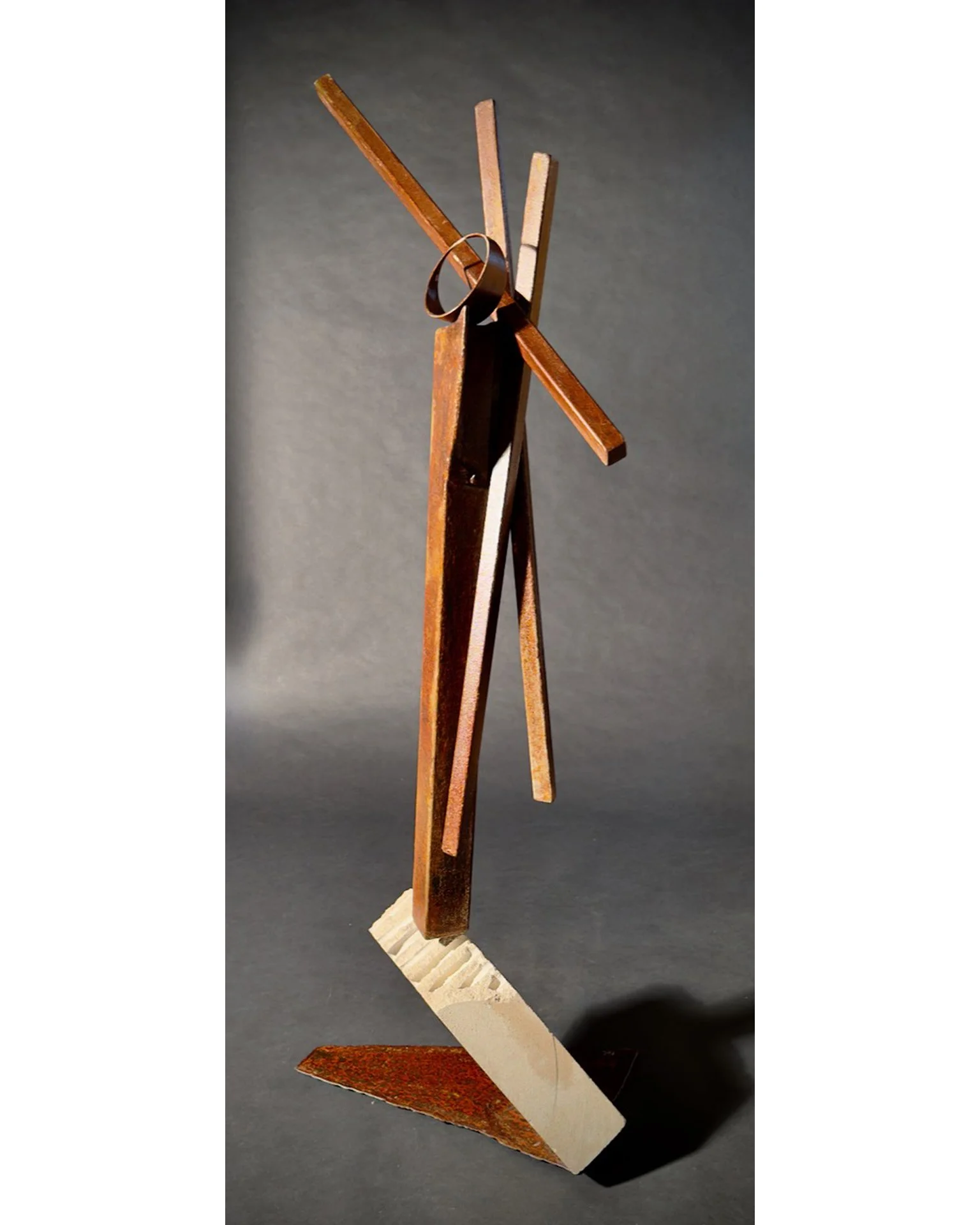 Gregory Steel, "Composition 000015," steel and limestone, 45 x 20 x 10 inches.