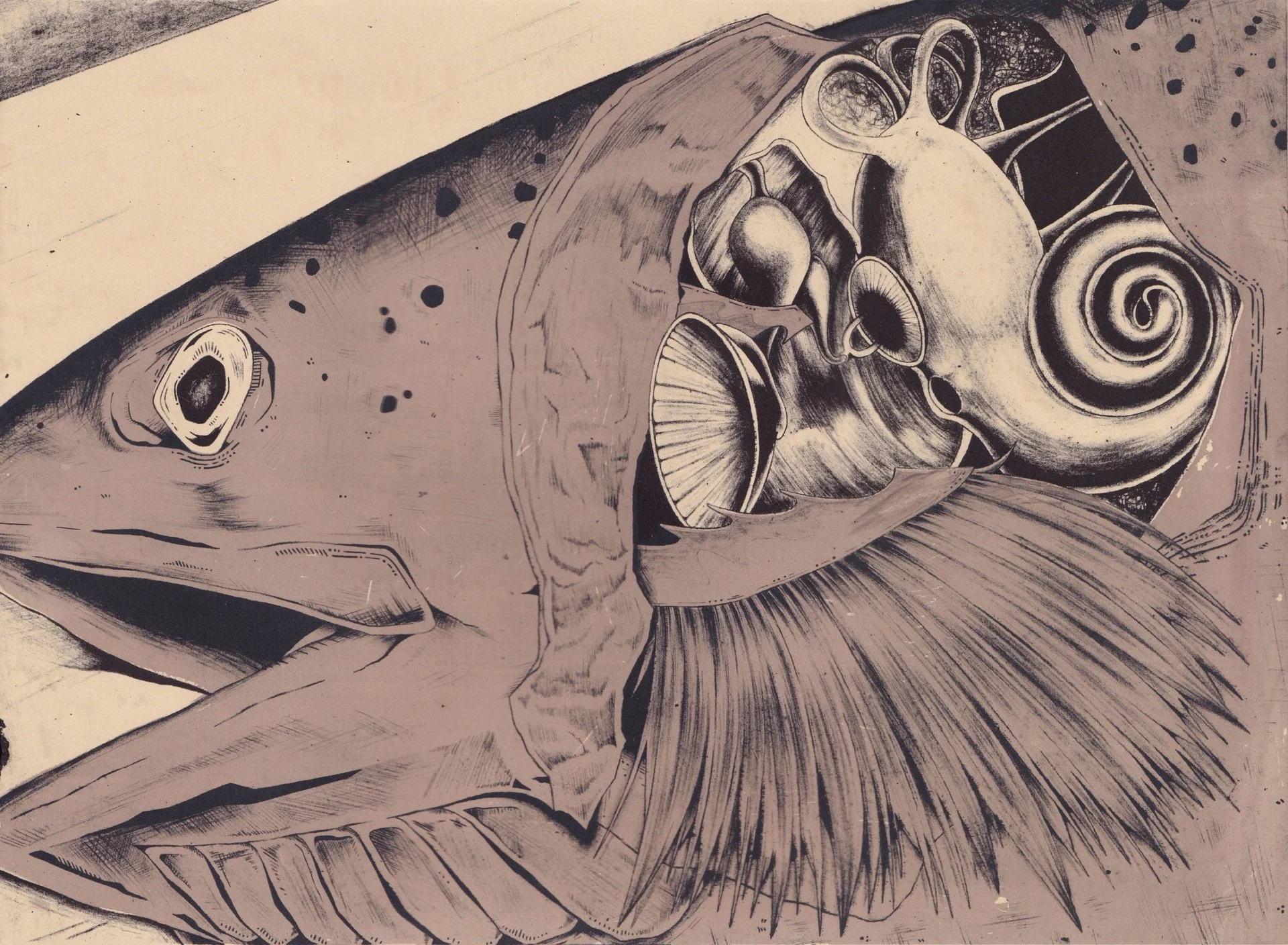 Aya Naoe, "What I Heard," photolithography, 11 x 15 inches.