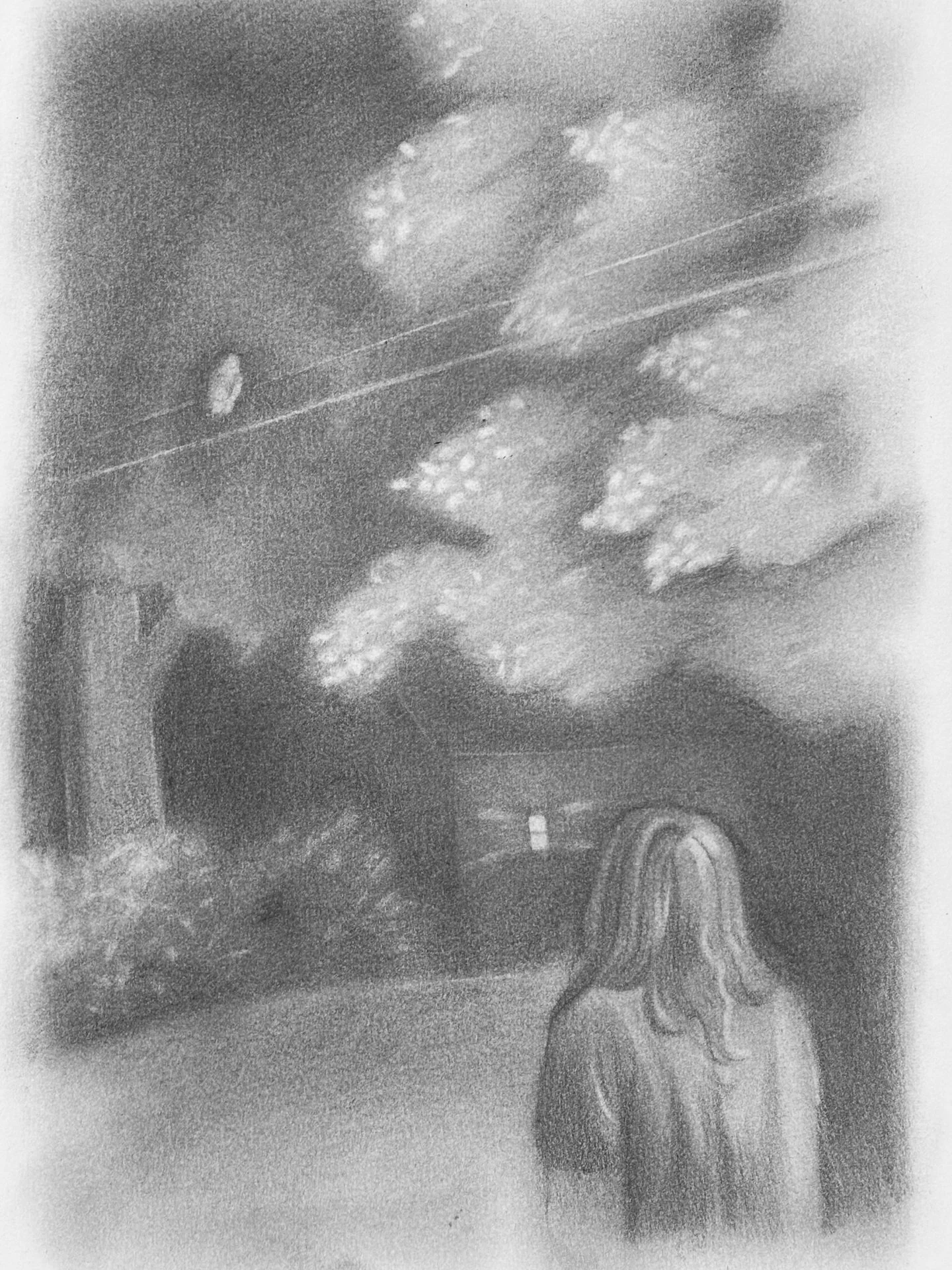 Zoe Hermsen, "Standoff," graphite on paper, 10 x 7 inches.