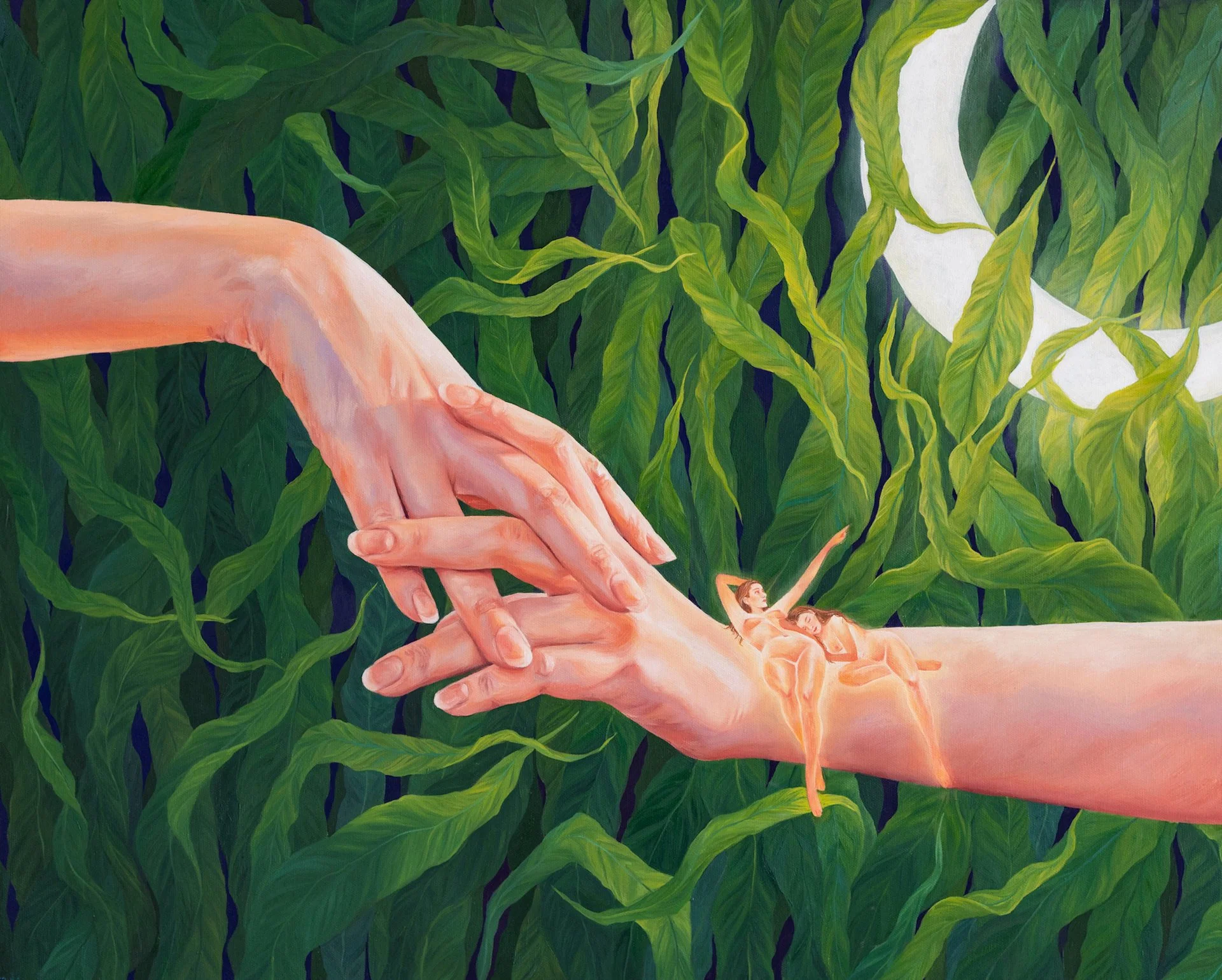Mary Watkins, "Let your soul rest; even the moon wanes," oil on canvas, 21 x 25.5 inches.