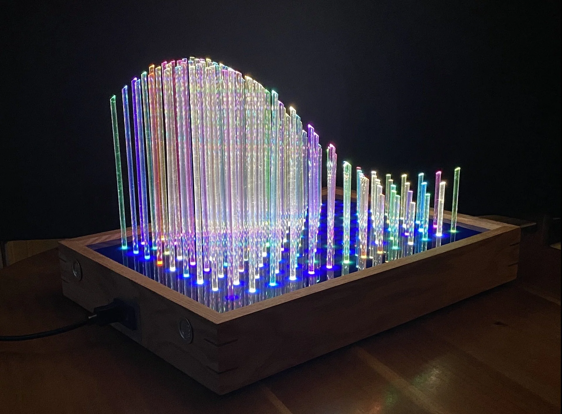 Benjamin Pilat, "Rod Wave," acrylic and light, 13 x 16 x 23 inches. 