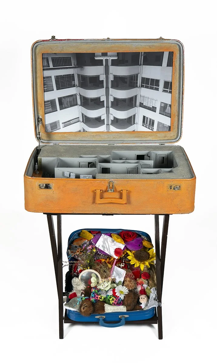 Rogerio Pinto, "Privacidade (Privacy)," assemblage, 48 x 26 x 44 inches.